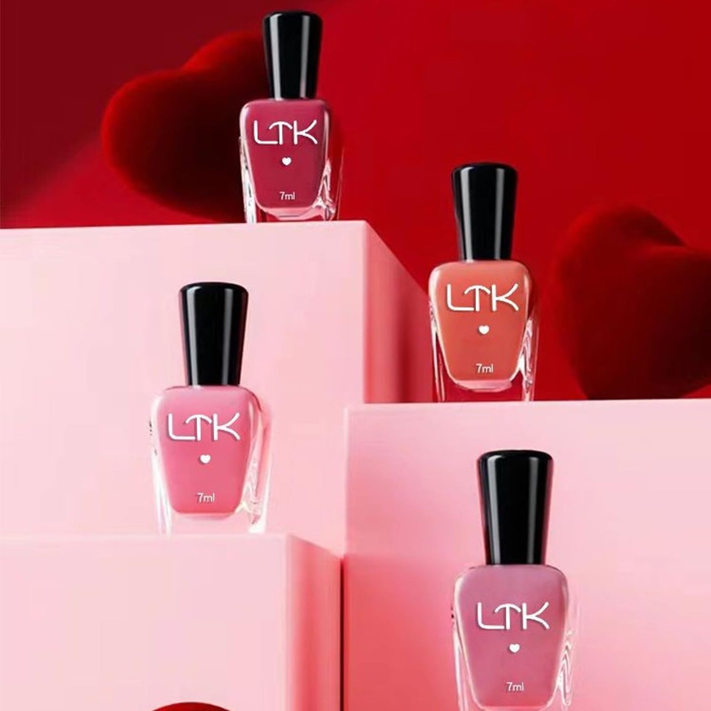 DMQ Pink Nail Polish Sets, 4Pcs French Nude Pink Nail Varnish Kit, Long Lasting & Quick Drying Nail Paint Gel for for DIY Manicure at Home - No Need UV/LED Lamp
