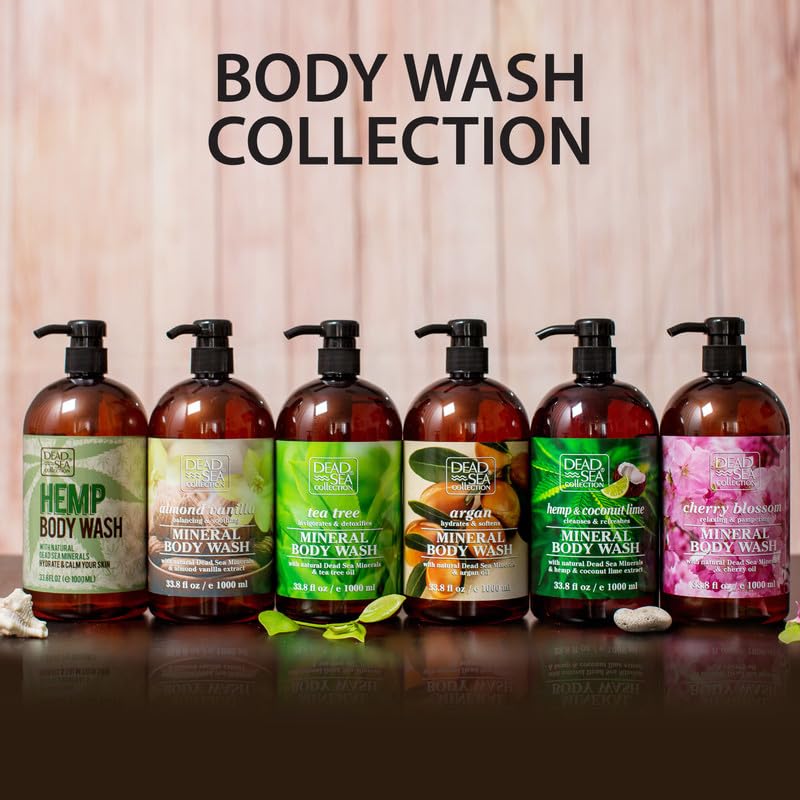 Dead Sea Collection Shower Gel for Women and Men - Body Wash with Pure Dead Sea Minerals and Lavender Oil - Cleanses and Moisturizes Skin - Pack of 2 (1000 ml. each)
