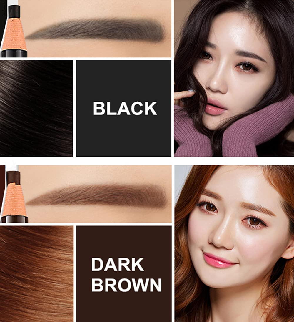 Go Ho 6 PCS Eyebrow Eye Liner Pencil Set,Easy to Color Waterproof Eyebrow Pencil,Professional Long-lasting Eyeliner Makeup Brow Tint Pen,3 Colors(Black,Light Brown,Dark Brown)