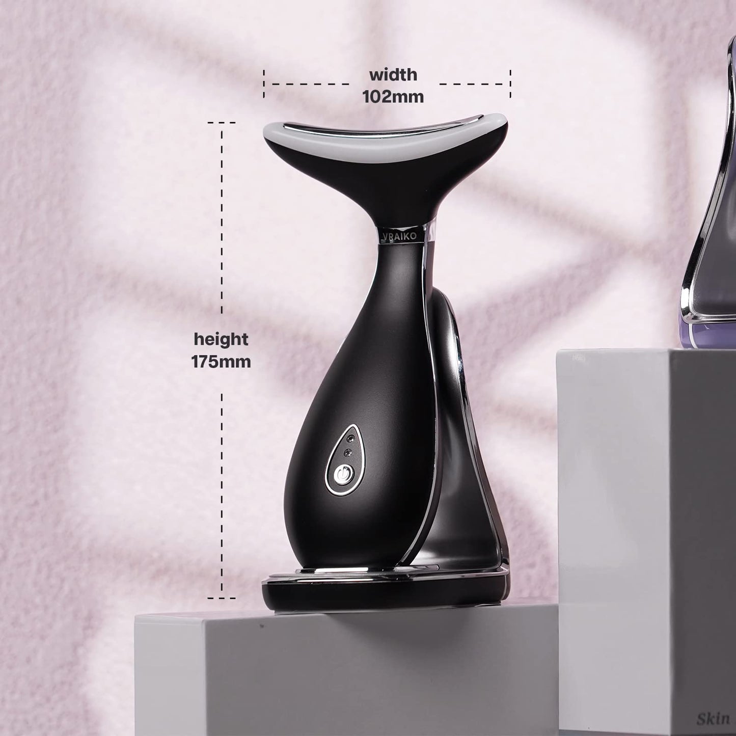 VRAIKO Lily Neck Face Massager, Face Sculpting Tool, Skin Rejuvenation Device with Thermal, Triple Action LED and Vibration, for Anti-Aging, Lifting and Tightening Sagging Skin (Black)