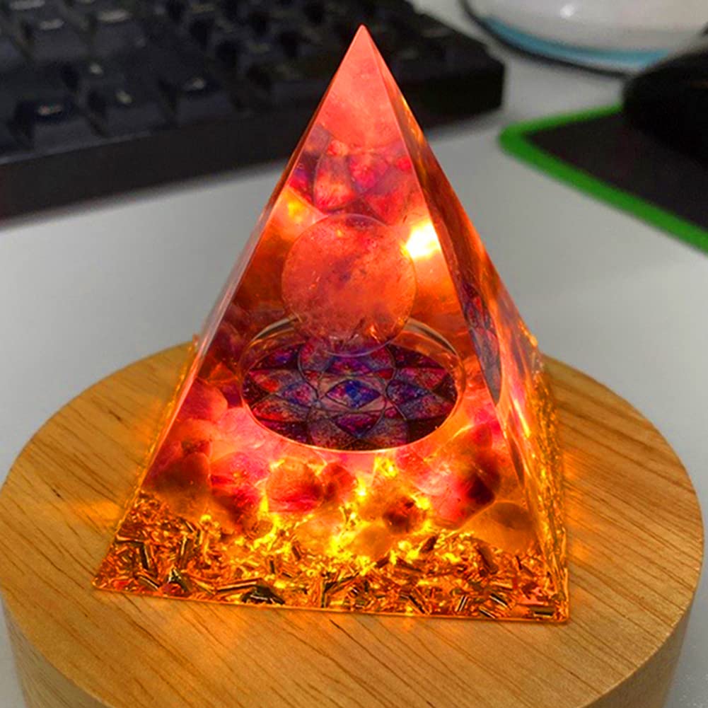 ycyingcheng Pyramid Ogan Crystal Energy Tower Nature Reiki Chakra Crushed Stone, Negative Energy Remover Blessing Home Office Ornaments, Healing Crystal Boost Immune System Meditation, 6cm