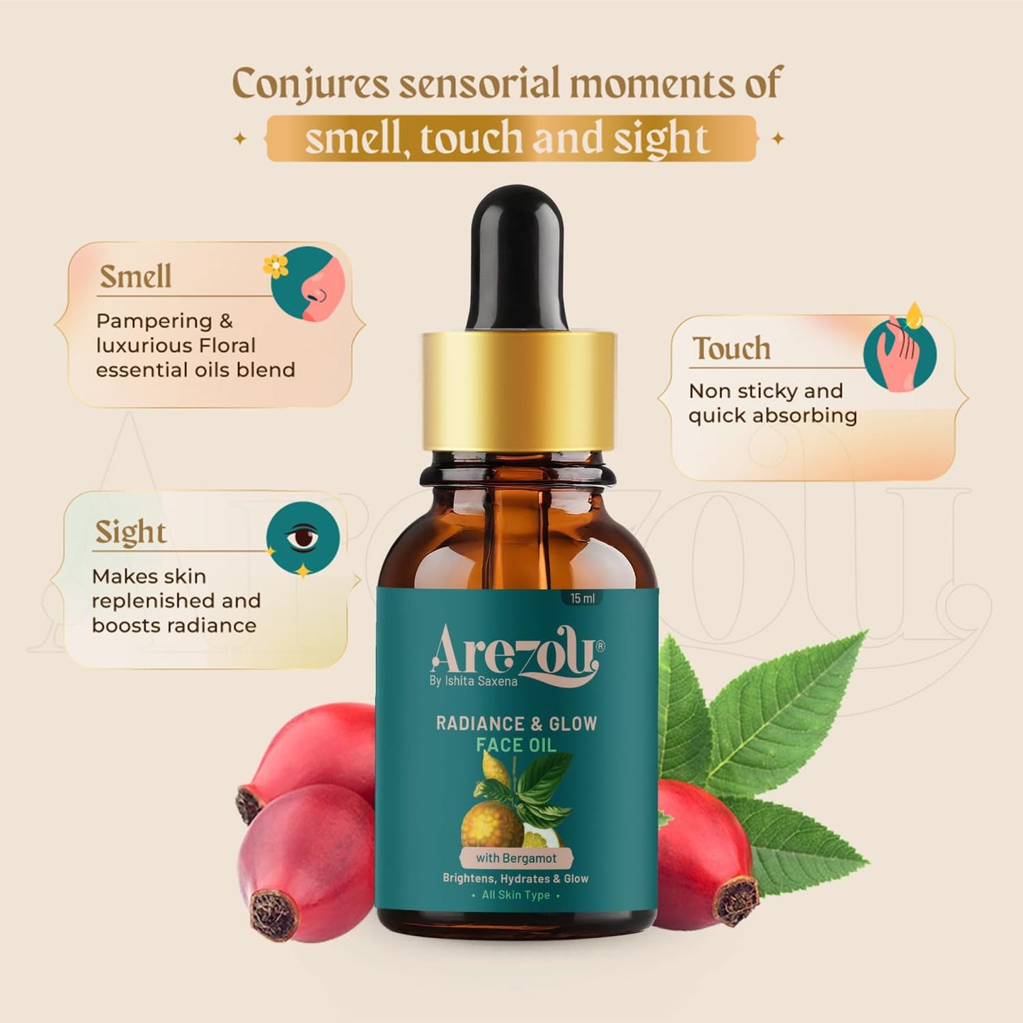 Arezou Radiance & Glow Face Oil - 15ml | Hydrating, Brightening & Lightweight | Non-Greasy, Vitamin-Rich Serum for Radiant, Smooth & Healthy Skin - All Skin Type
