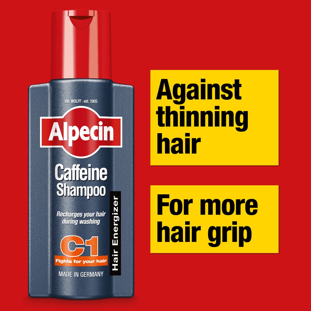 Alpecin Caffeine Shampoo C1 2x 375ml | Shampoo for Stronger and Thicker Hair | Natural Hair Growth Shampoo for Men | Made in Germany