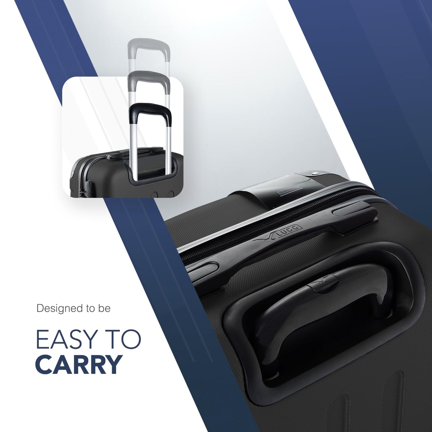 LUGG 20 Inch Skywander Lightweight Travel Cabin Bag - Carry On Approved Suitcase, ABS Shell Protection, Water Resistant & Safe Locking System - Easyjet Overhead Compliant (55x20x35cm)