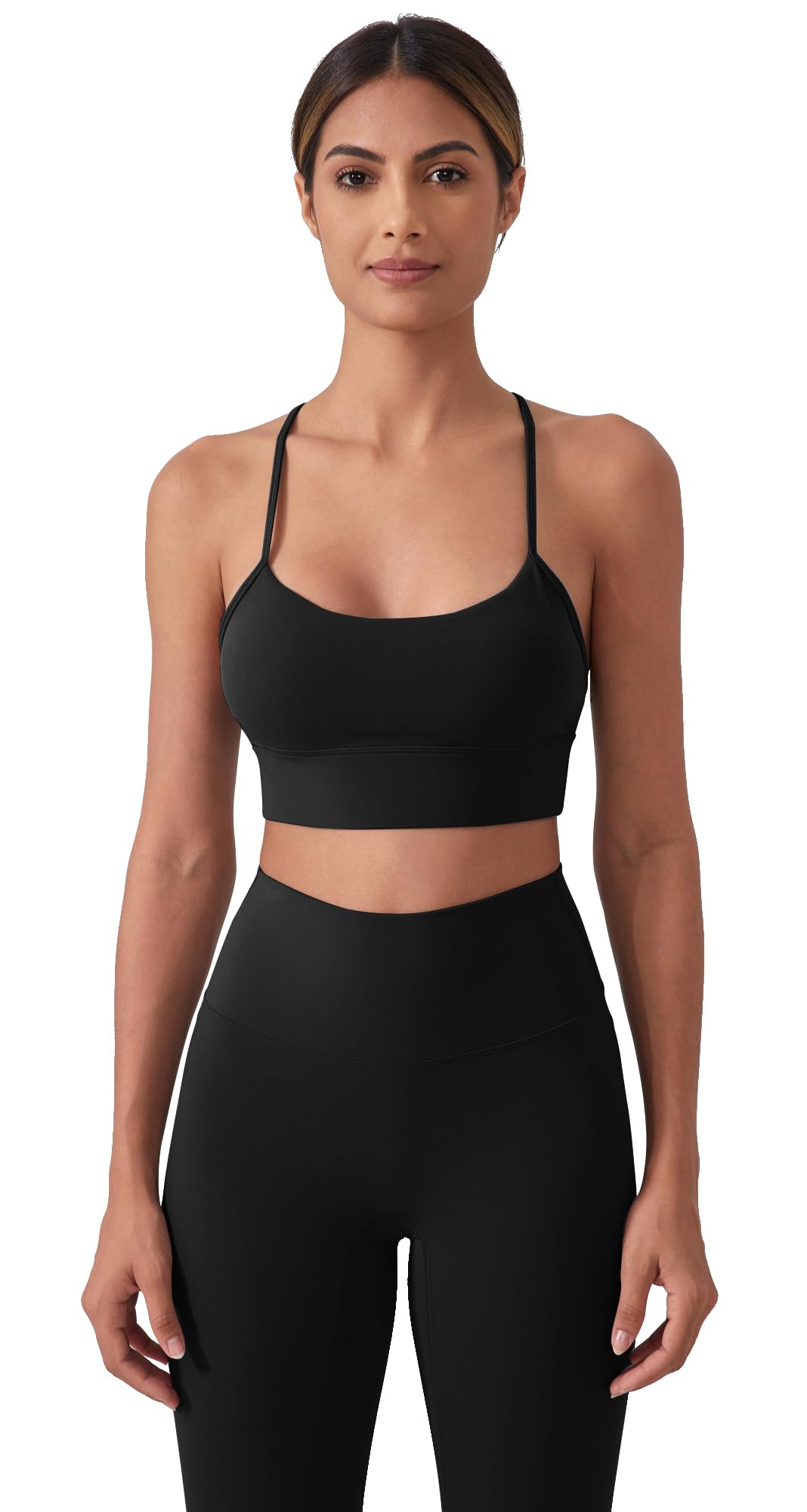 Memoryee Sports Bras Women High Impact Y-Back Non Wired Seamless Padded Halter Neck Comfort Ladies Bralettes Gym Top for Workout Yoga Running Dance Black S