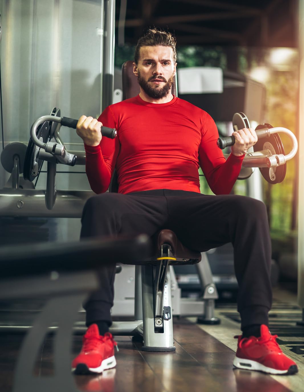 Long Sleeve Workout Shirts for Men - Dry Fit Long Sleeve T-Shirts Moisture Wicking Running Fitness Sports Athletic Crew Tee Tops Black/Navy/Red-3P05-XL