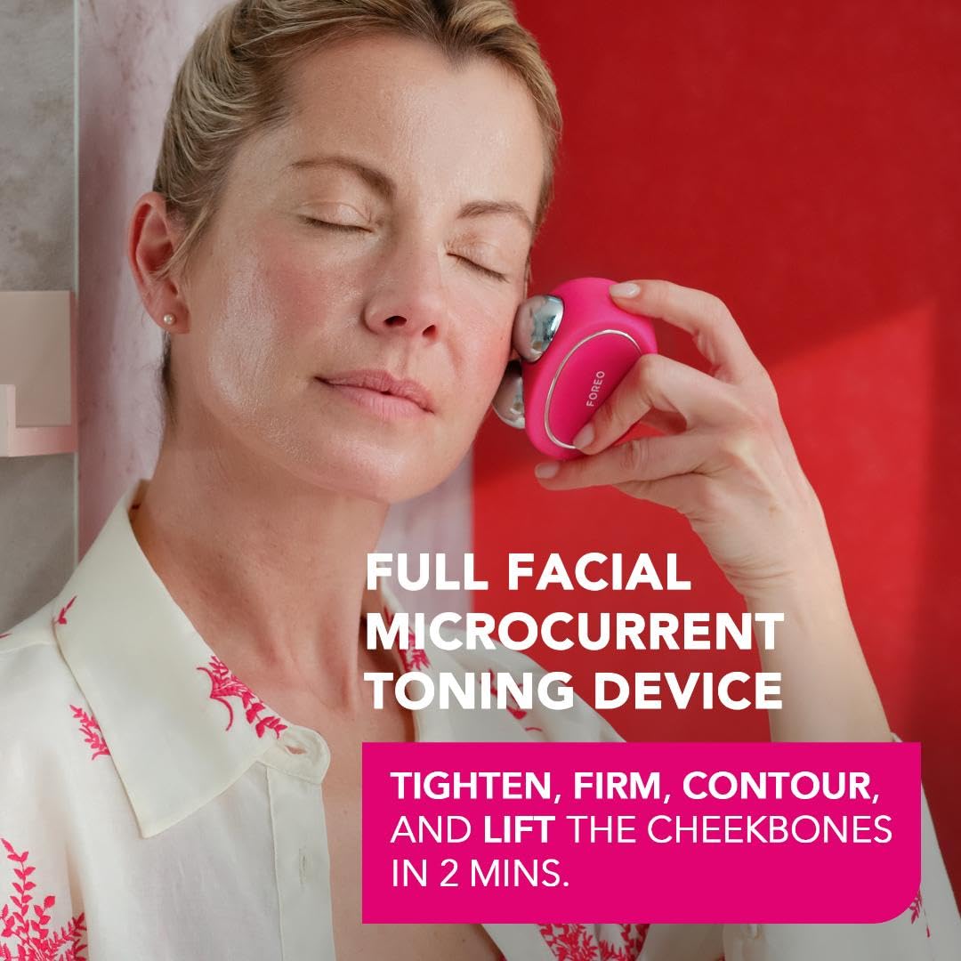 Foreo Bear Smart Microcurrent Face Device - Jaw Excerciser - Immediately Visible Non-Invasive Face Lift - Antiaging - Safe & Painless - Fuchsia