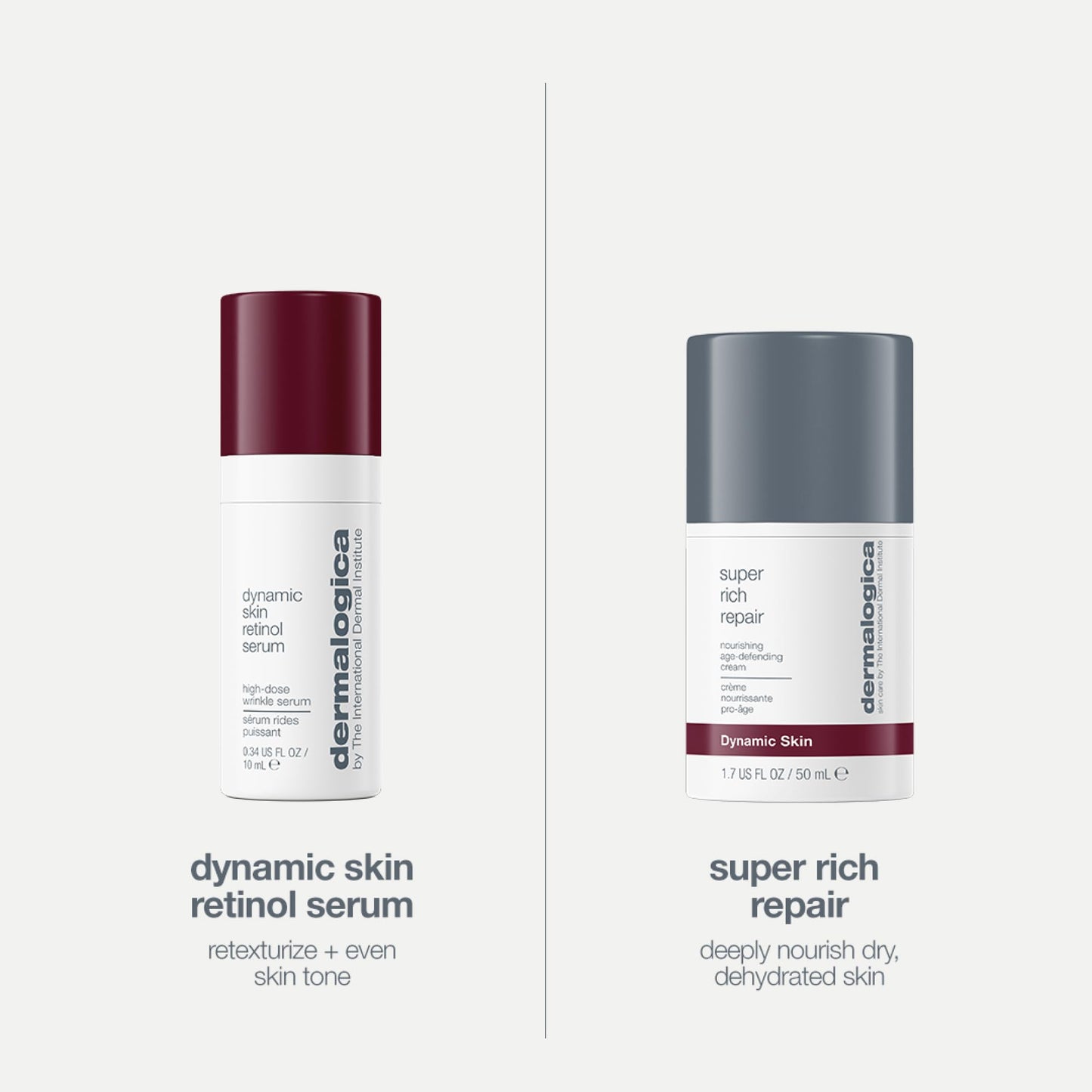 Dermalogica Retinol Renewal Gift Set, Full-Size Dynamic Skin Retinol Serum 30ml, Super Rich Repair Moisturiser 50ml, Skincare Set, Pack of 2