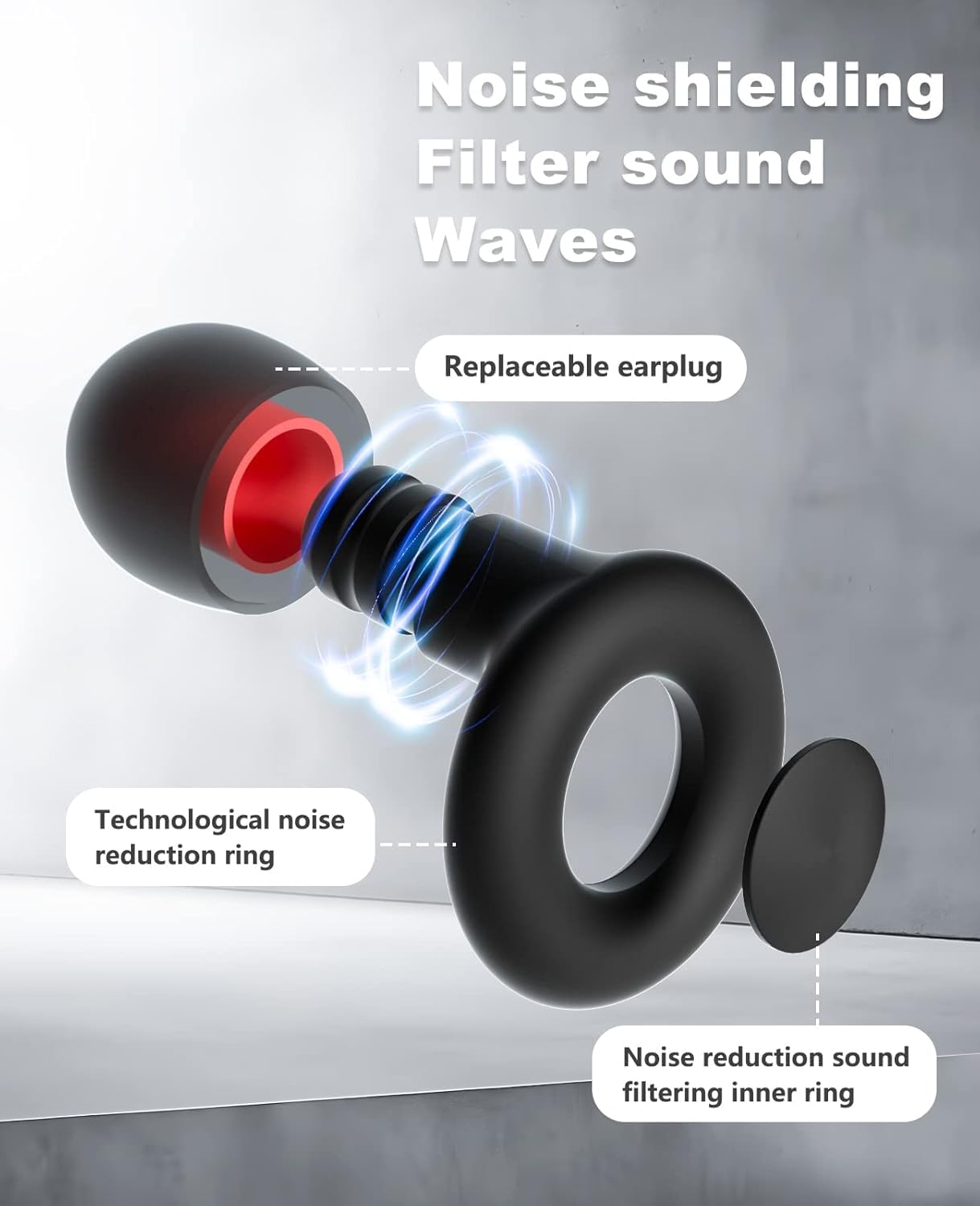 Ear Plugs FUNSOUND Earplugs Silicone for Sleeping, Work, Travel, Deep Focus, Reusable 7 Pairs Ear Buds with Storage Bag -27dB Noise Cancelling and NRR of 24dB