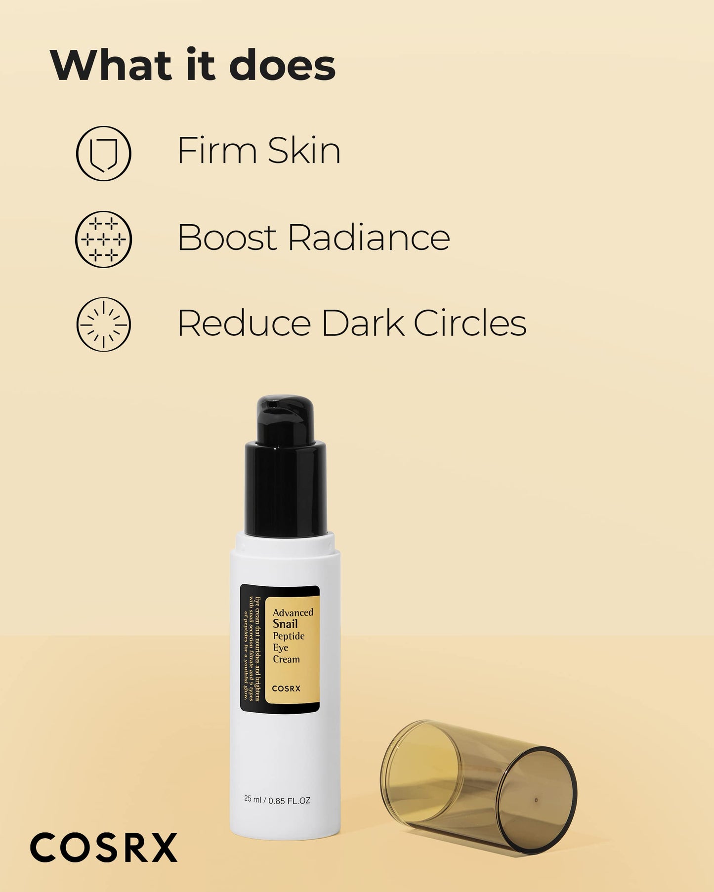 COSRX Advanced Snail Peptide Eye Cream Korean Eye Cream with Snail Mucin, Niacinamide & Peptide for Under Eye Brightening, Anti aging, Fine Lines, Dark Circles & Wrinkle Reduction Korean Skincare 25ml
