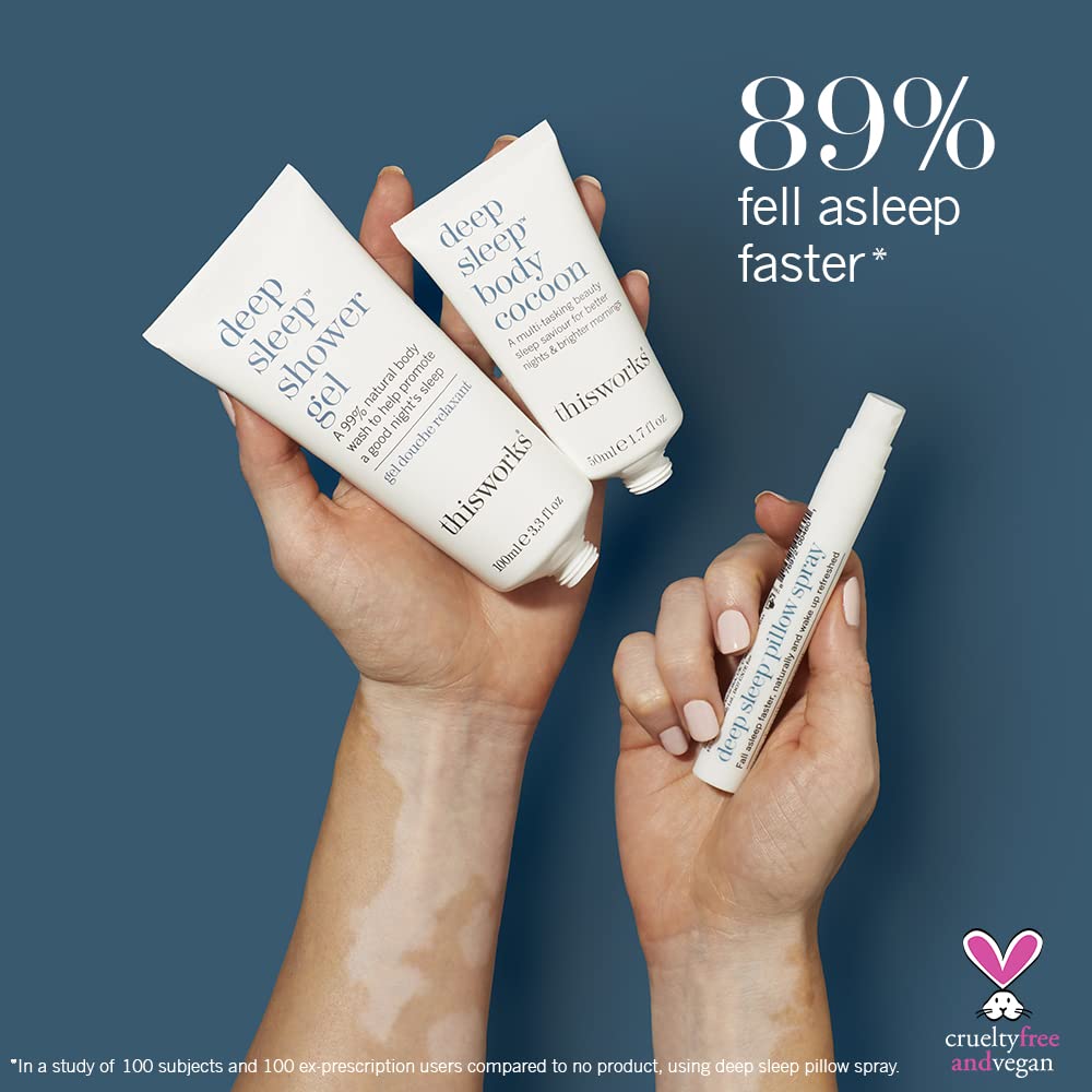This Works Sleep Retreat Gift Set - Travel Size Kit with Deep Sleep Pillow Spray and Shower Gel - Includes Deep Sleep Body Cocoon Body Lotion Infused with Lavender, Camomile and Vetivert to Aid Sleep
