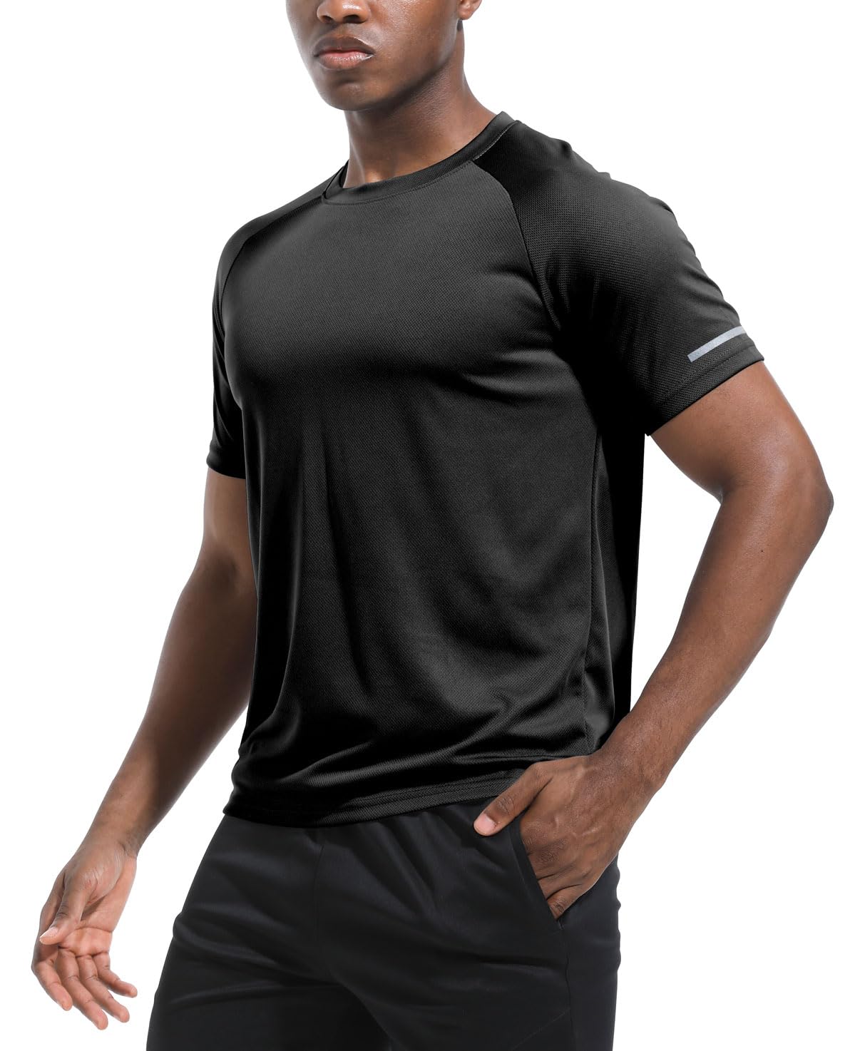 5 Packs Workout Shirts for Men - Activewear Tops Gym Shirts Dry Fit Mesh Running Fitness Short Sleeve Crewneck Sports Athletic T-Shirt Tops 5P02-L
