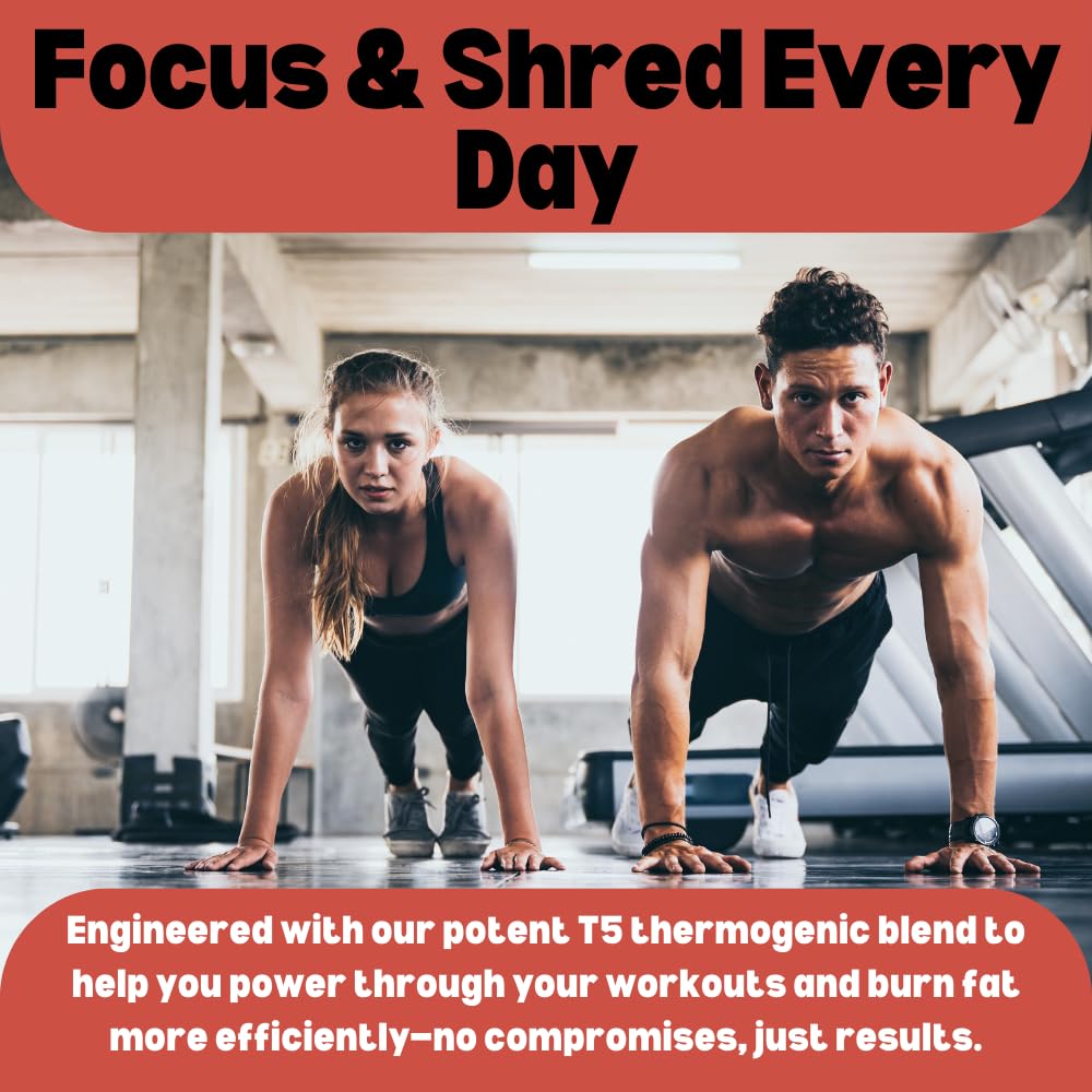 OG Shred Triple Strength T5 Capsules, Boosting Workout, Fat Burner and Weight Management for Women and Men, UK Healthcare Practitioner's Approved Formulation
