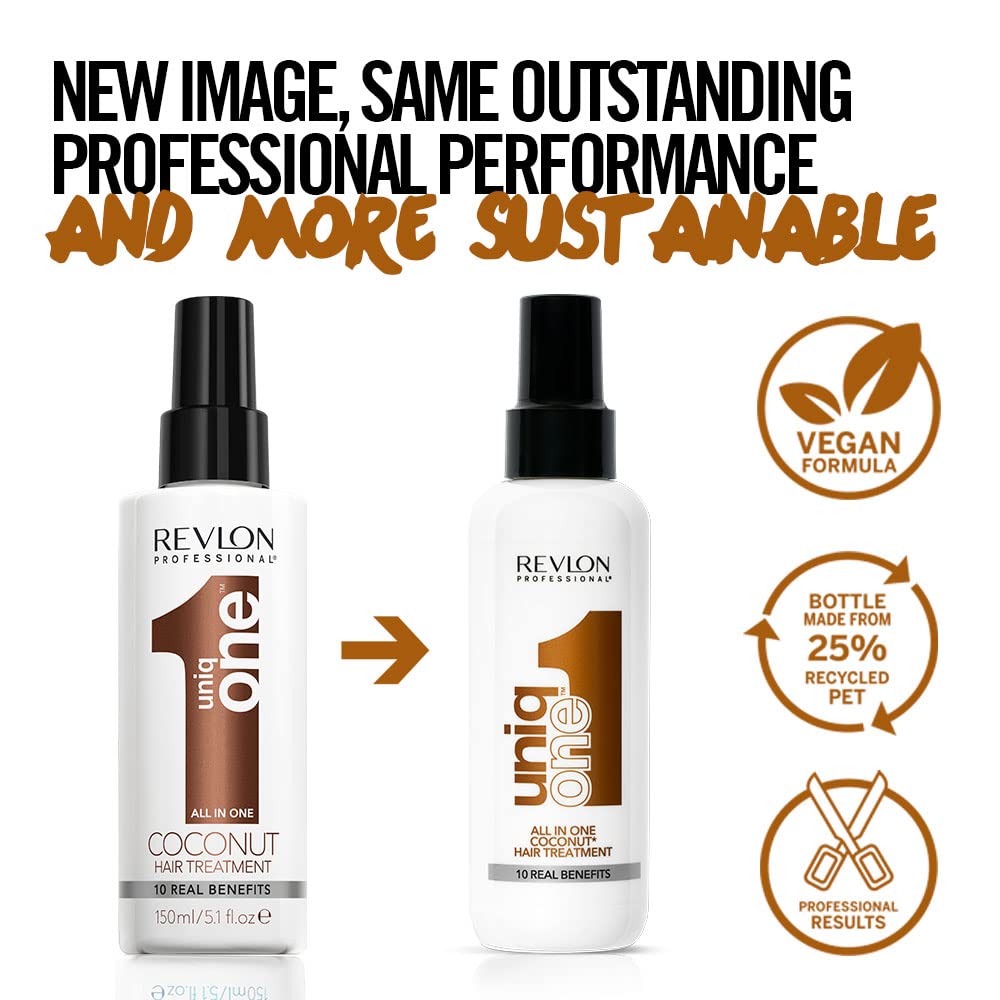 REVLON PROFESSIONAL UNIQONE COCO HAIR TREATMENT, Leave-In Hair Treatment, Hair Treatment, Coconut Fragrance – 150 ml