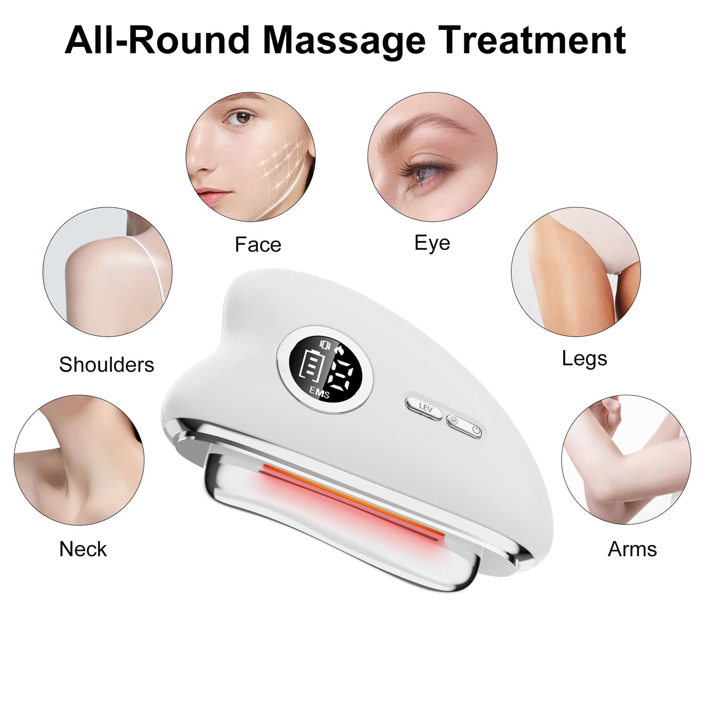 Face Device Gua Sha Electric - 2025 New, Gua Sha Tool for Face Yoga with Red Light Therapy, Facial Sculpting Device, for Skin Lift, Skin Care & Yoga, Wrinkle Smoothing and Body Massage (White)