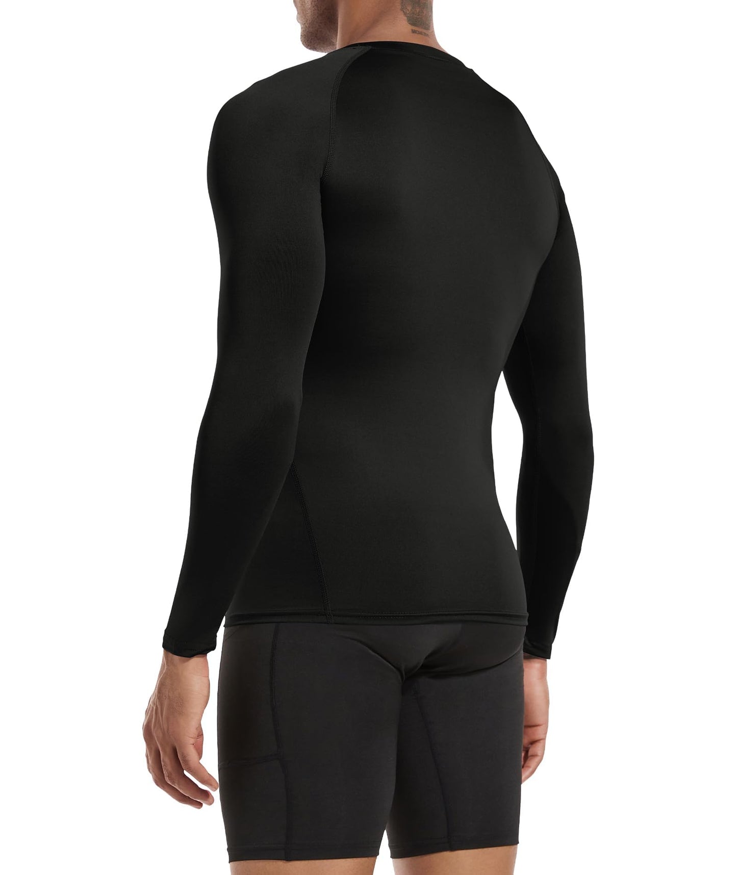 Holure 3 Pack Compression Shirts for Men Long Sleeve Running Top Quick Dry Base Layer Tops for Gym Sports Fitness Workout Black-XL