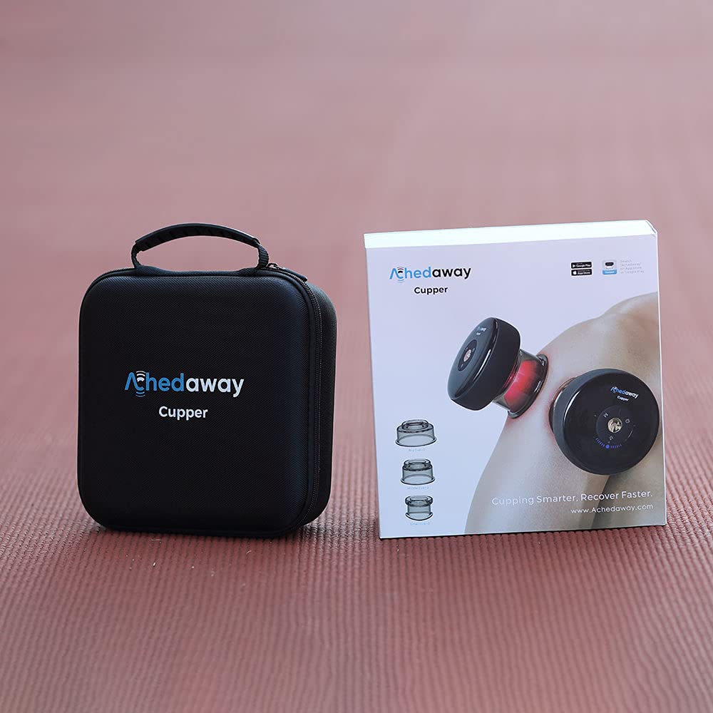 Achedaway Smart Cupping Massager - Rechargeable Cupping Therapy Set with Bluetooth Suction Cup Massager, 3 Attachments, Mobile App Control, Red Light Therapy - 5 Intensity Levels - 2-Pack