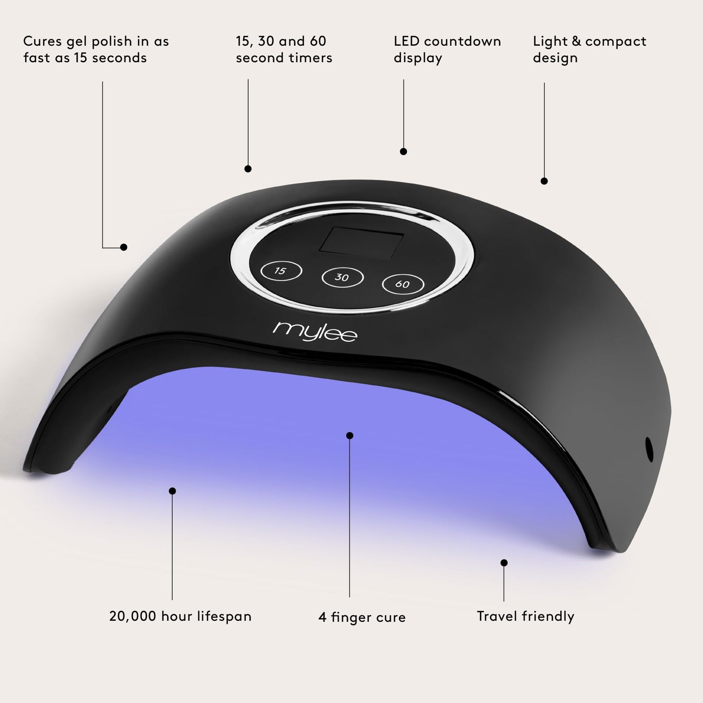 Mylee LED Gel Polish Nail Drying Lamp Kit, Compatible With All Gel Polish, Kit includes Petite LED Nail Curing Lamp, Top & Base Coat 2x10ml, Nail Prep & Polish Wipe 125ml, Gel Remover 125ml