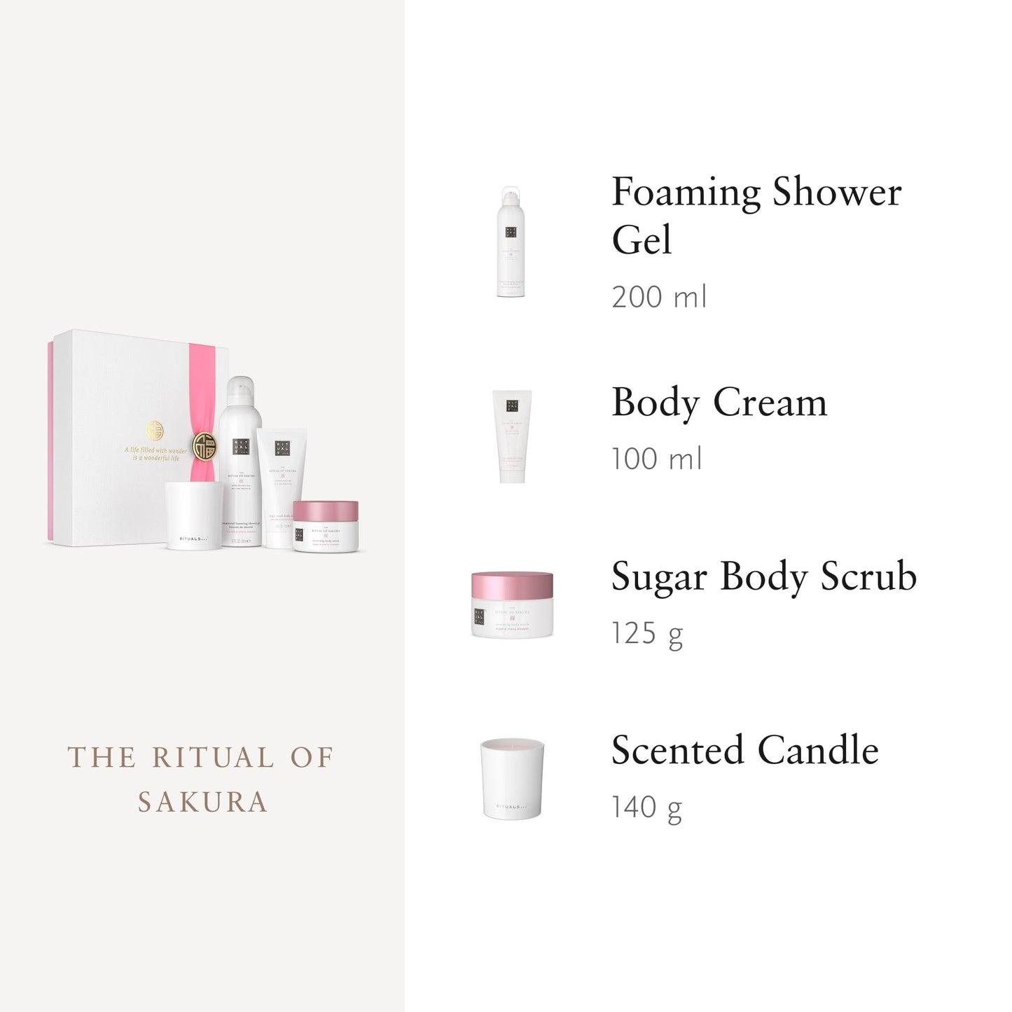 RITUALS Gift Set The Ritual of Sakura Medium - Home and Skincare Products Enriched with Cherry Blossom and Rice Milk - Bath Gift Box with Renewing and Soothing Properties