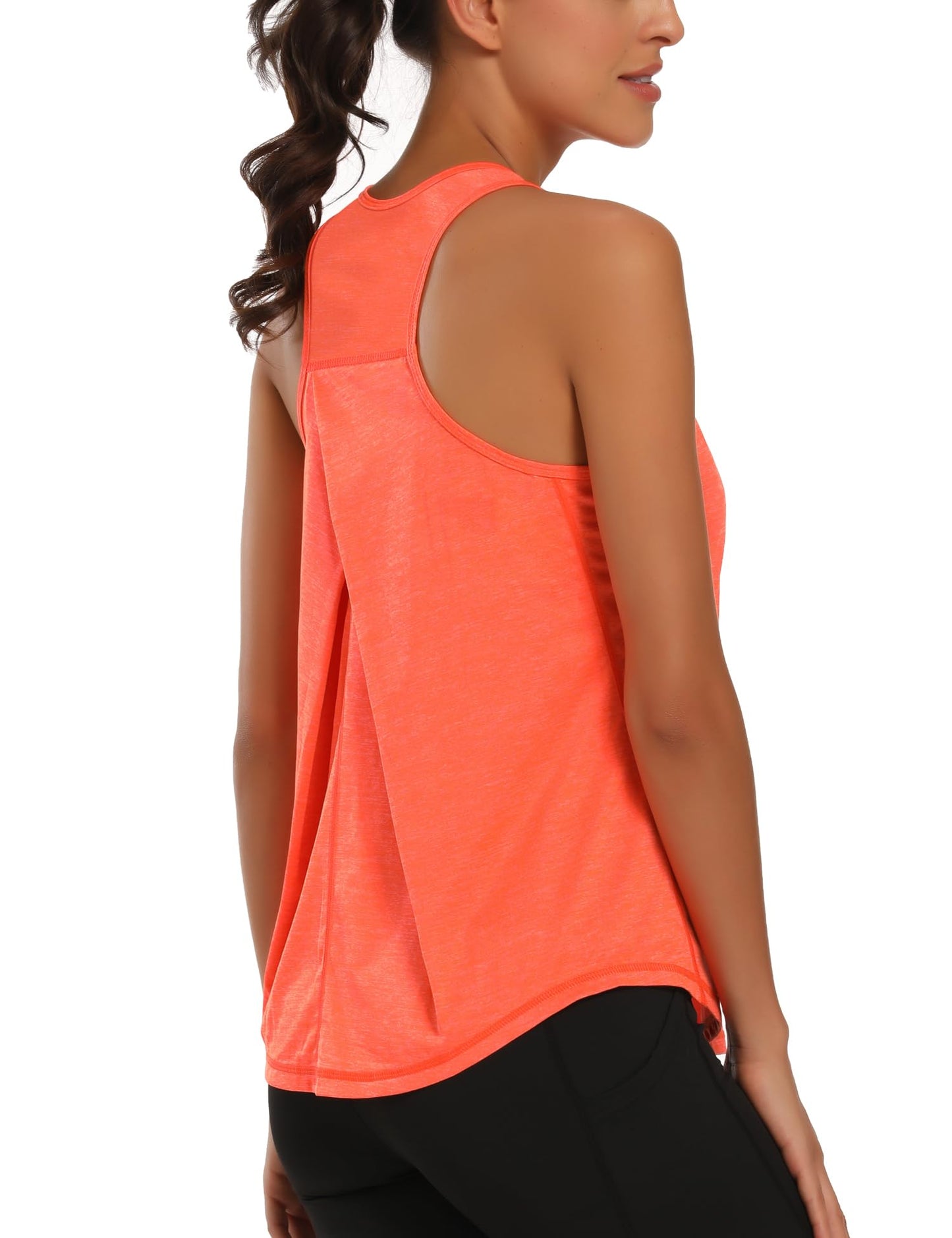 Dawnrole Gym Tops for Women Sleeveless Yoga Fitness Shirts Racerback Sports Top Women Orange