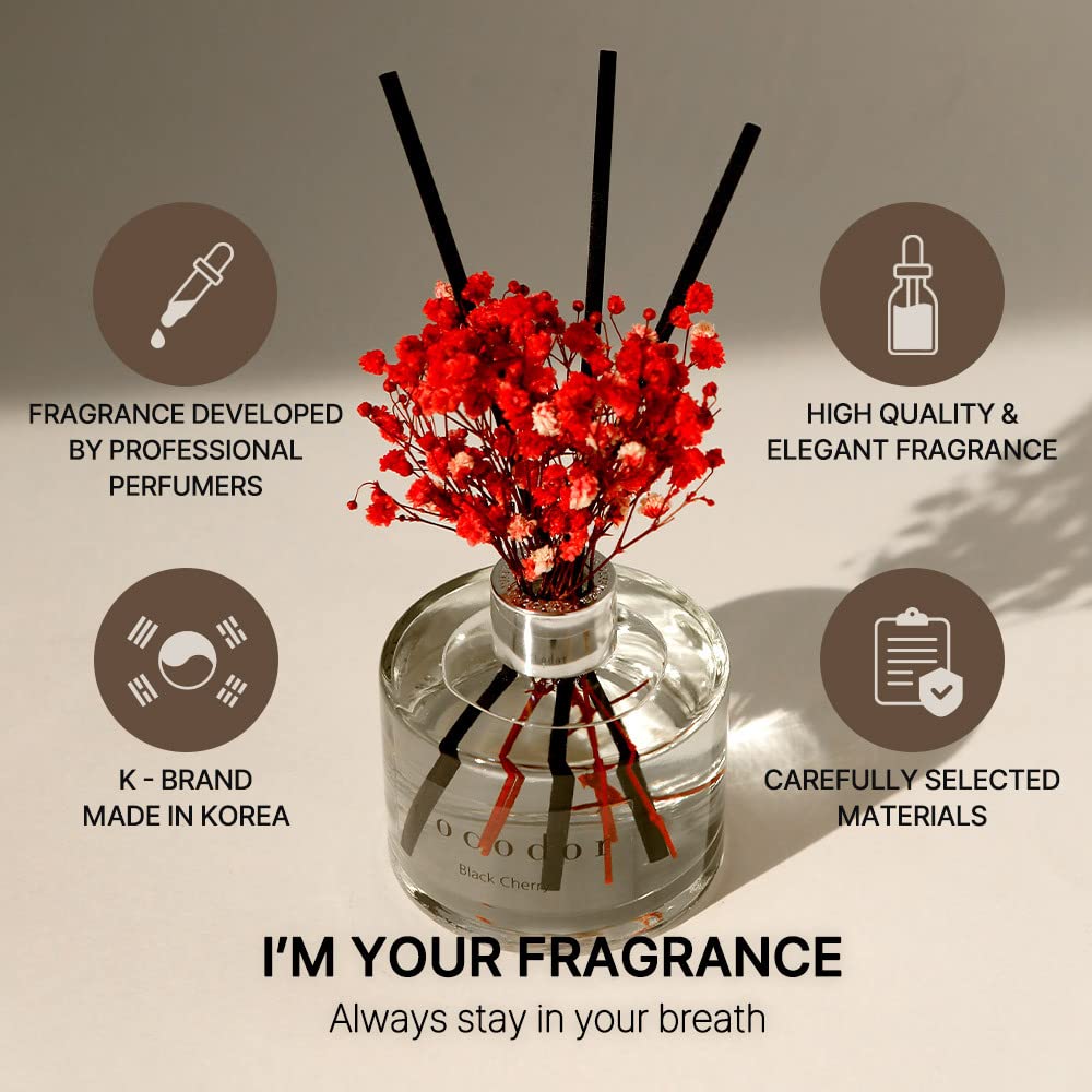 Cocod'or COCODOR Flower Reed Diffuser set / 6.7oz / White Jasmine/Scent Diffuser with Sticks Home Fragrance Reed Diffuser for Bathroom Shelf Decor