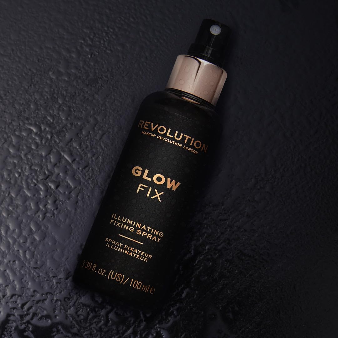 Makeup Revolution Glow Fix, Illuminating Fixing Spray For Longer Lasting Makeup, 100ml