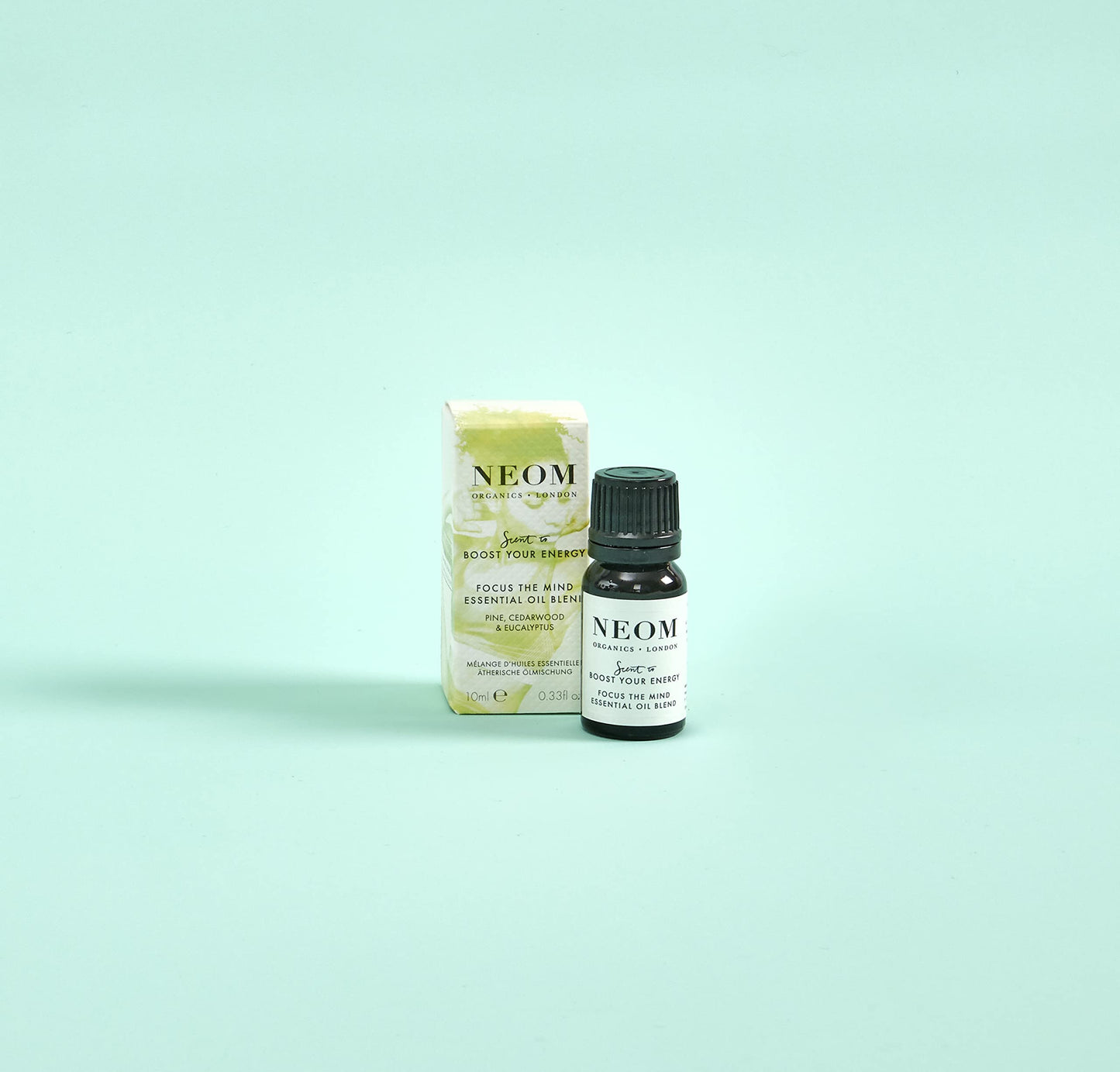 NEOM - Focus The Mind Essential Oil Blend, 10ml | Pine, Cedarwood & Eucalyptus | Scent to Boost Your Energy Range