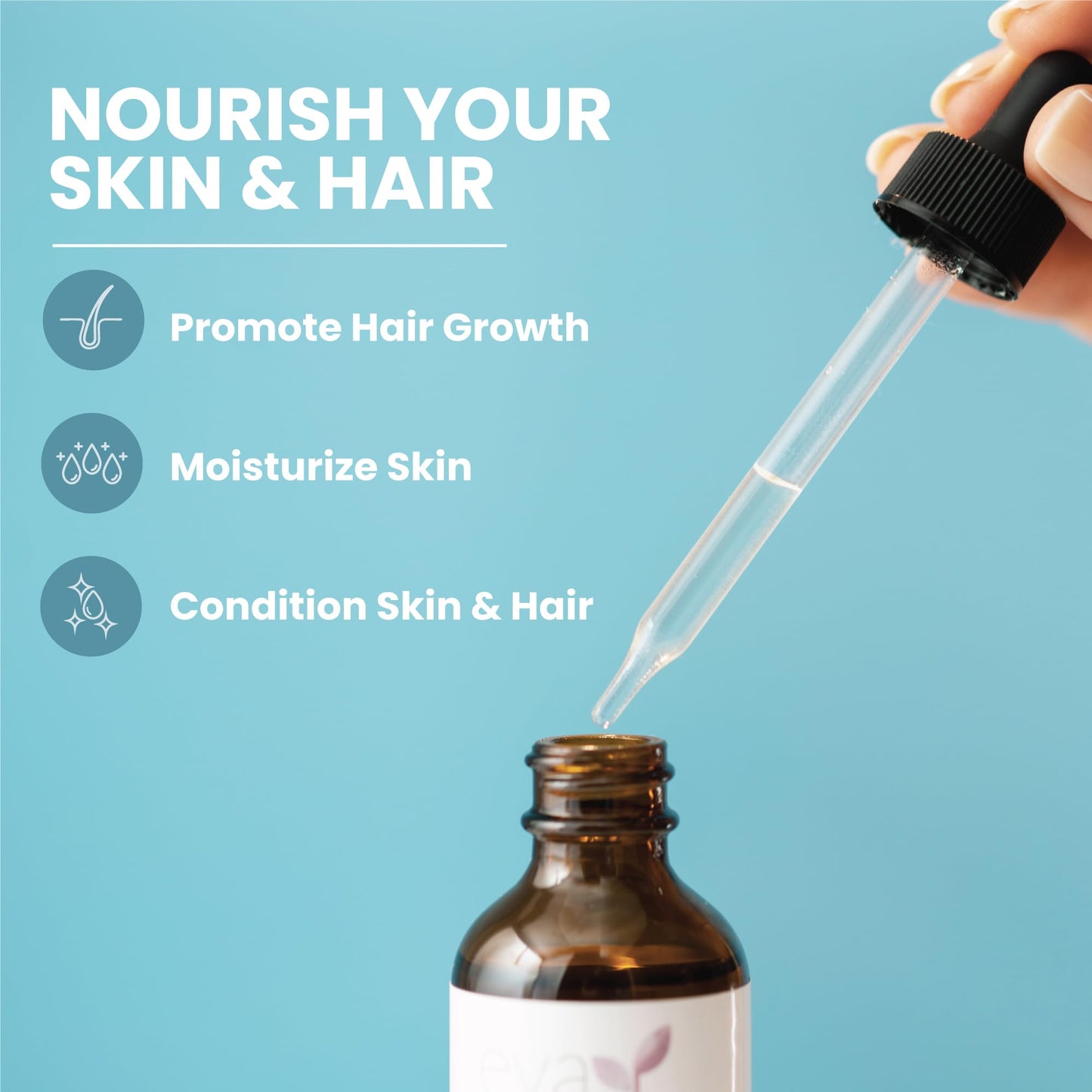 Eva Naturals Organic Castor Oil (60ml) - Promotes Hair, Eyebrow and Eyelash Growth - Diminishes Wrinkles and Signs of Aging - Hydrates and Nourishes Skin - 100% Pure - Cold Pressed