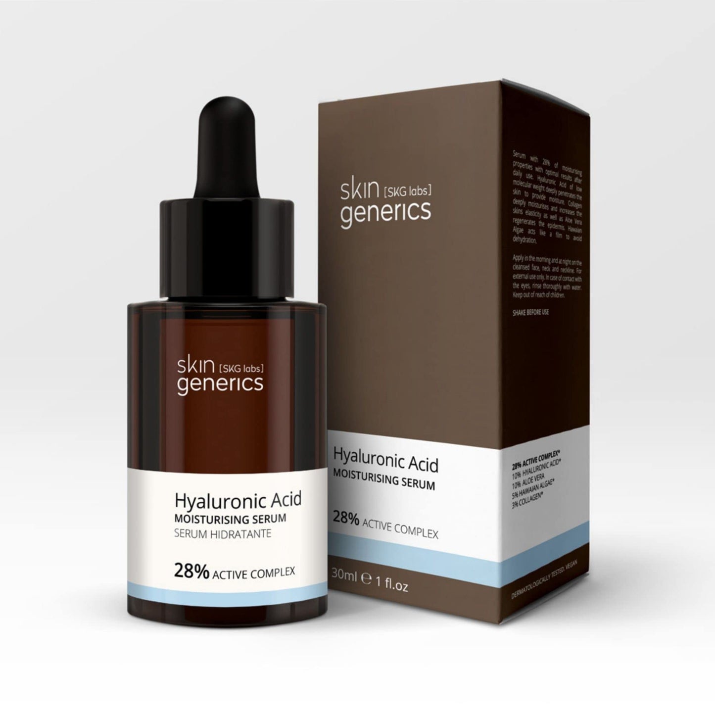 Skin Generics | Pure Organic Hyaluronic Acid Serum | 30ml | Moisturizing Concentrate that Regenerates and Increases Skin Elasticity | Paraben and Paraffin Free Facial Serum | 100% Vegan