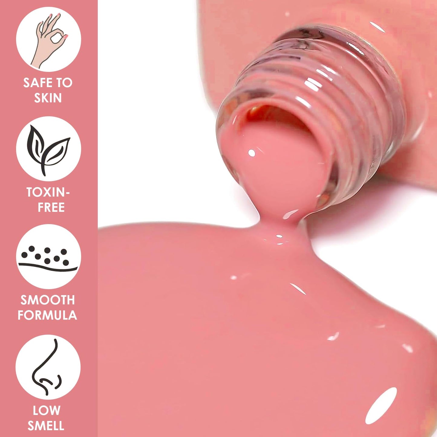 DMQ Pink Nail Polish Sets, 4Pcs French Nude Pink Nail Varnish Kit, Long Lasting & Quick Drying Nail Paint Gel for for DIY Manicure at Home - No Need UV/LED Lamp