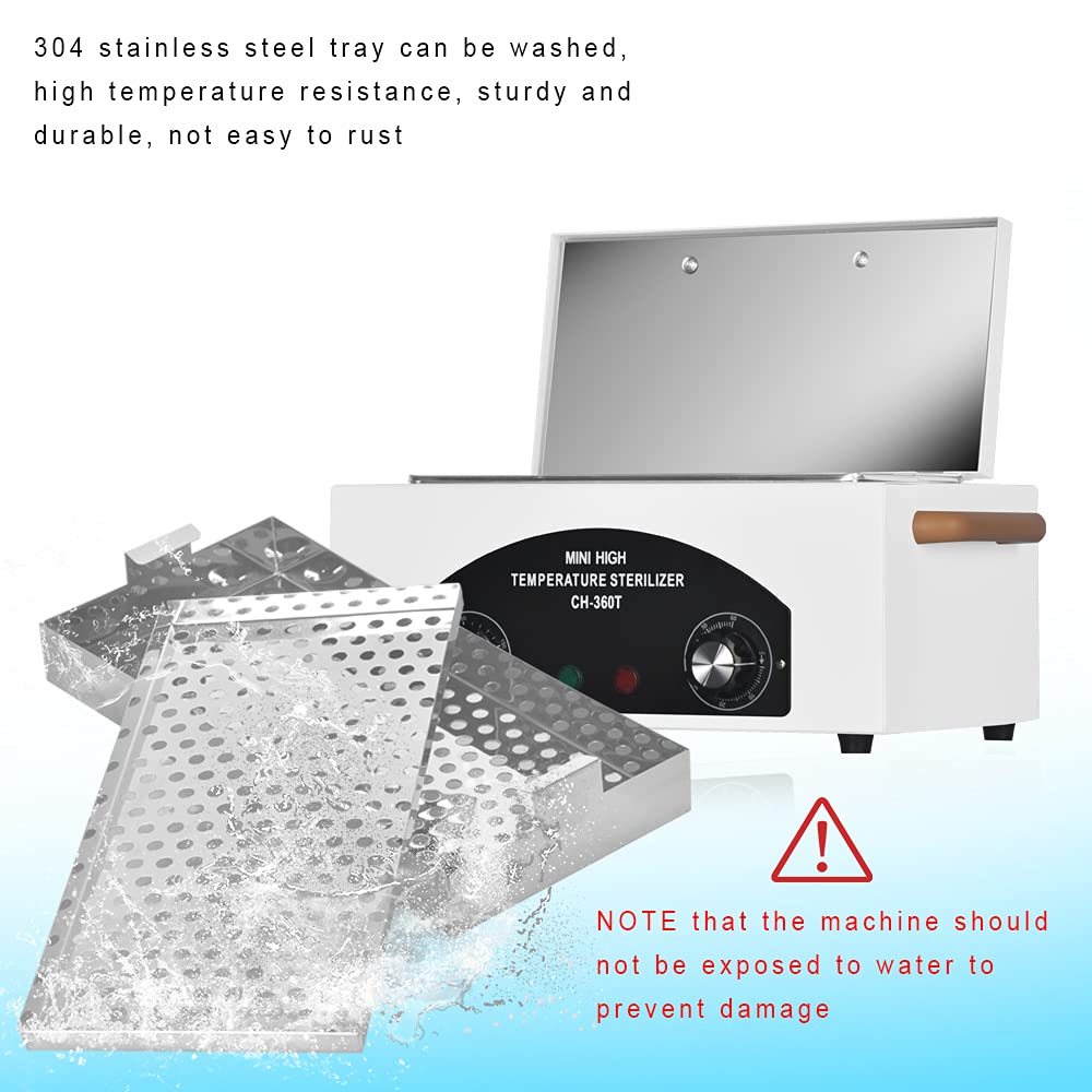 High Temperature Metal Tool Cleaning Box Dry Heat Sterilizer with Timer Manicure Pedicure SPA Salon Barber Equipment for Dentist Clinic Lab Sundry Beauty Hair Cut Nail Metal Tools(UK Plug)
