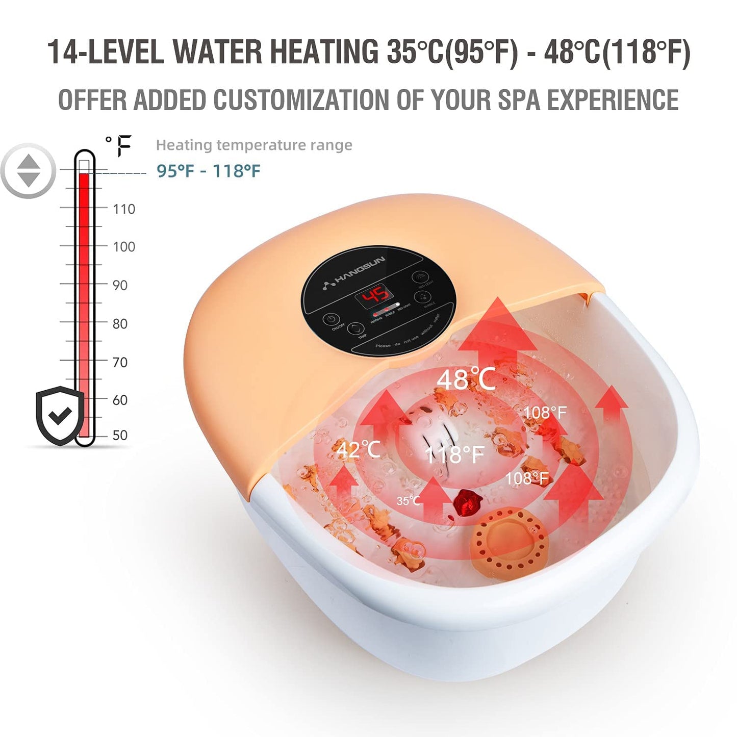 Hangsun Large Foot Spa Bath Massager with Heat Bubbles Massage FM660 Heater Temperature Control, Massage Rollers, Medicine Box, Infrared for Relieve Foot Pressure