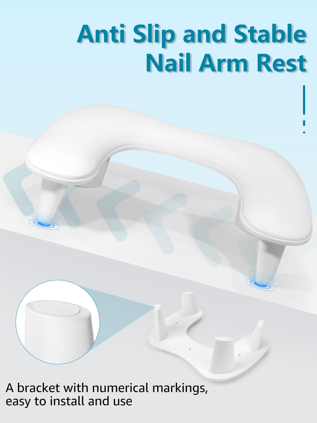 Deciniee Nail Arm Rest Manicure Hand, U-shaped Arm Rest for Nails Nail Art Tools - Hand Rest for Nails for Nail Table Desk - Nail Hand Rest Nail Tech Supplies for Nail Technician Salon - White