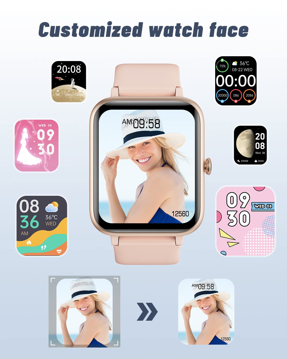 GRV Smart Watch Answer Dial Call,Smart Watches for Women Men with Heart Rate Monitor,Step Counter,Sleep Tracker,Sports Fitness Tracker Watch Call SMS Notification Smartwatch for Android iOS Phone