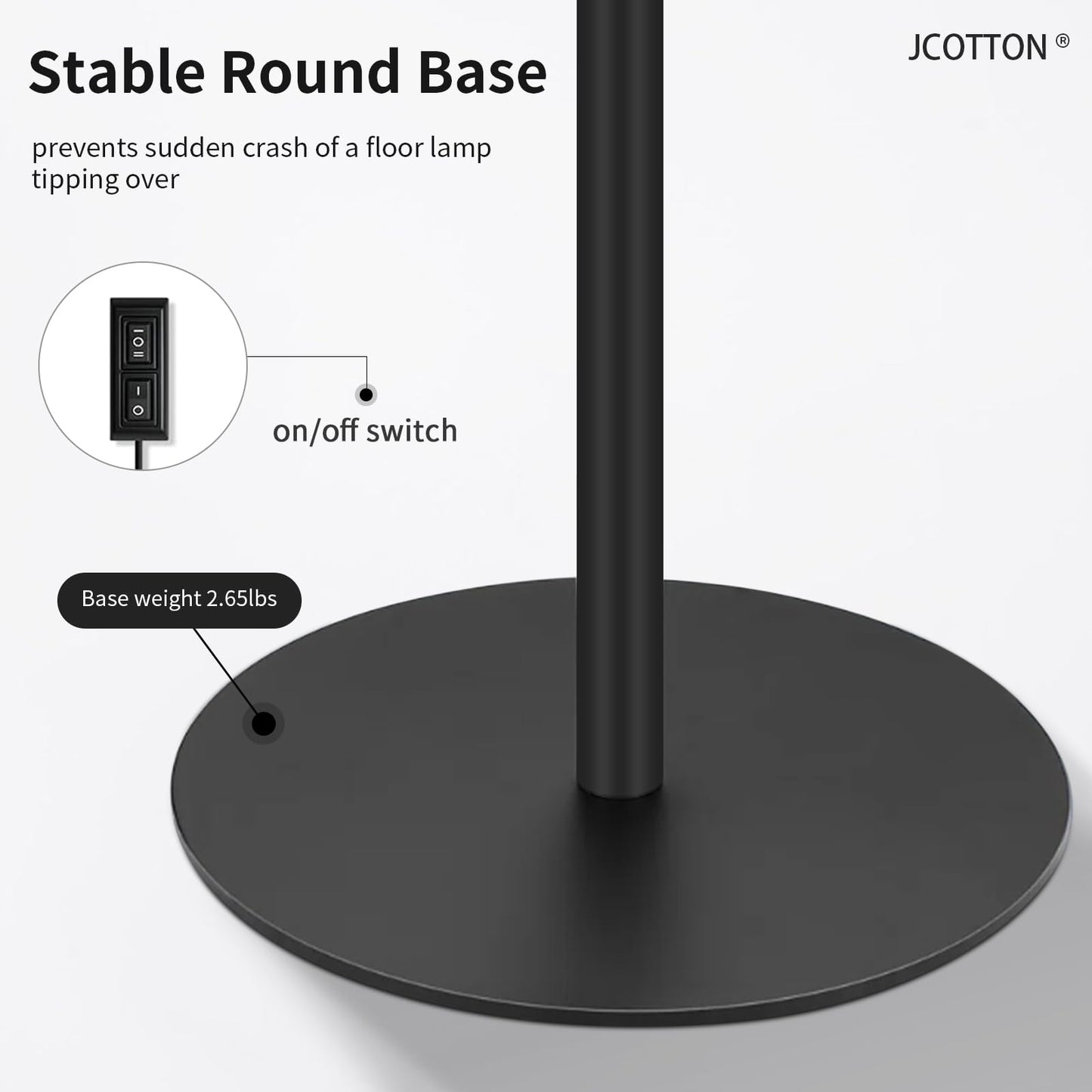 JCOTTON LED Floor Lamp for Office Bedroom, Adjustable Gooseneck Dimmable Standing Light, Reading Floor Lamp for Tattoo Sewing Craft, Lash Light for Eyelash Extensions