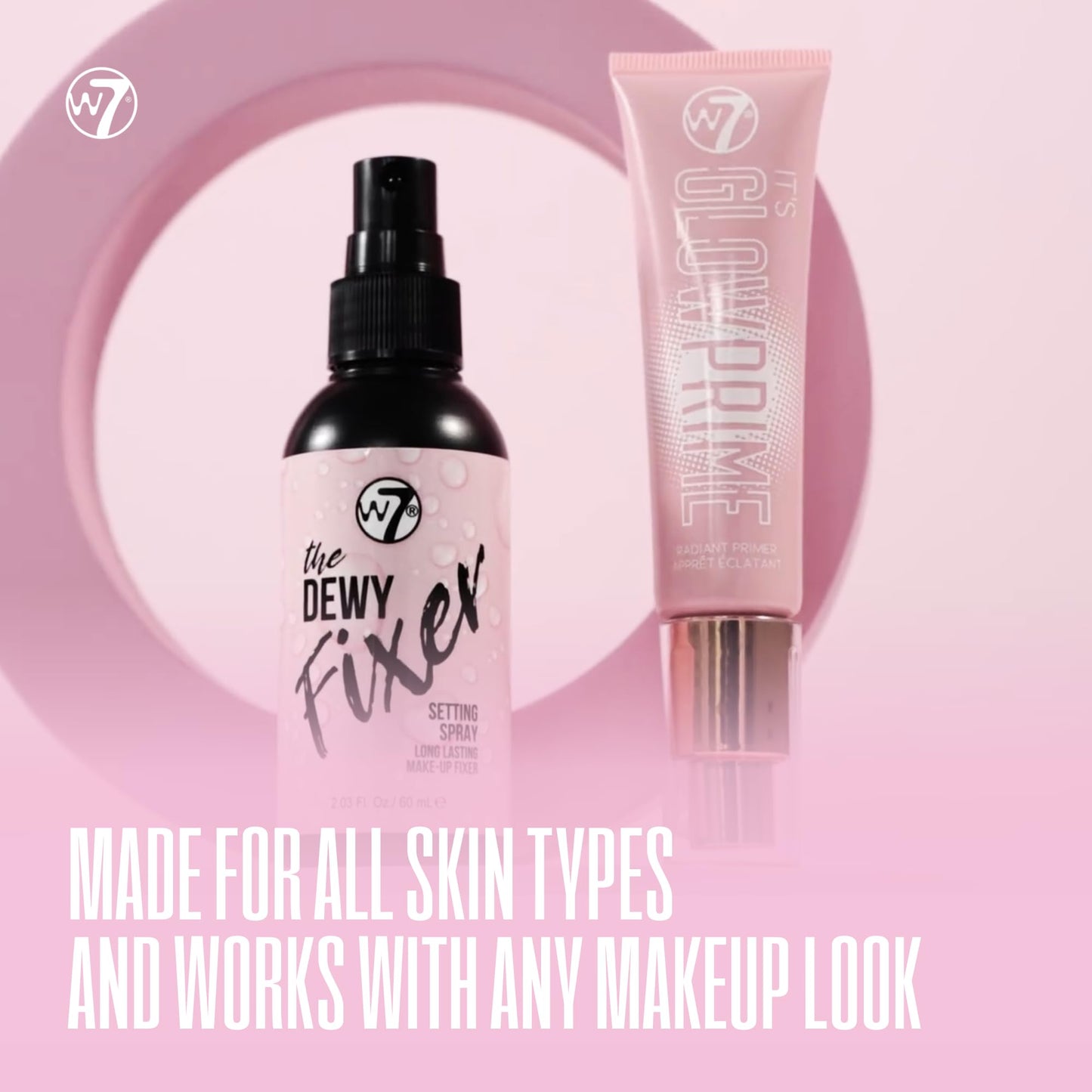 W7 The Fixer Glow Set - Makeup Primer & Setting Spray Duo for Radiant, Dewy Finish - Golden Sheer Coverage, Lightweight & Non-Sticky