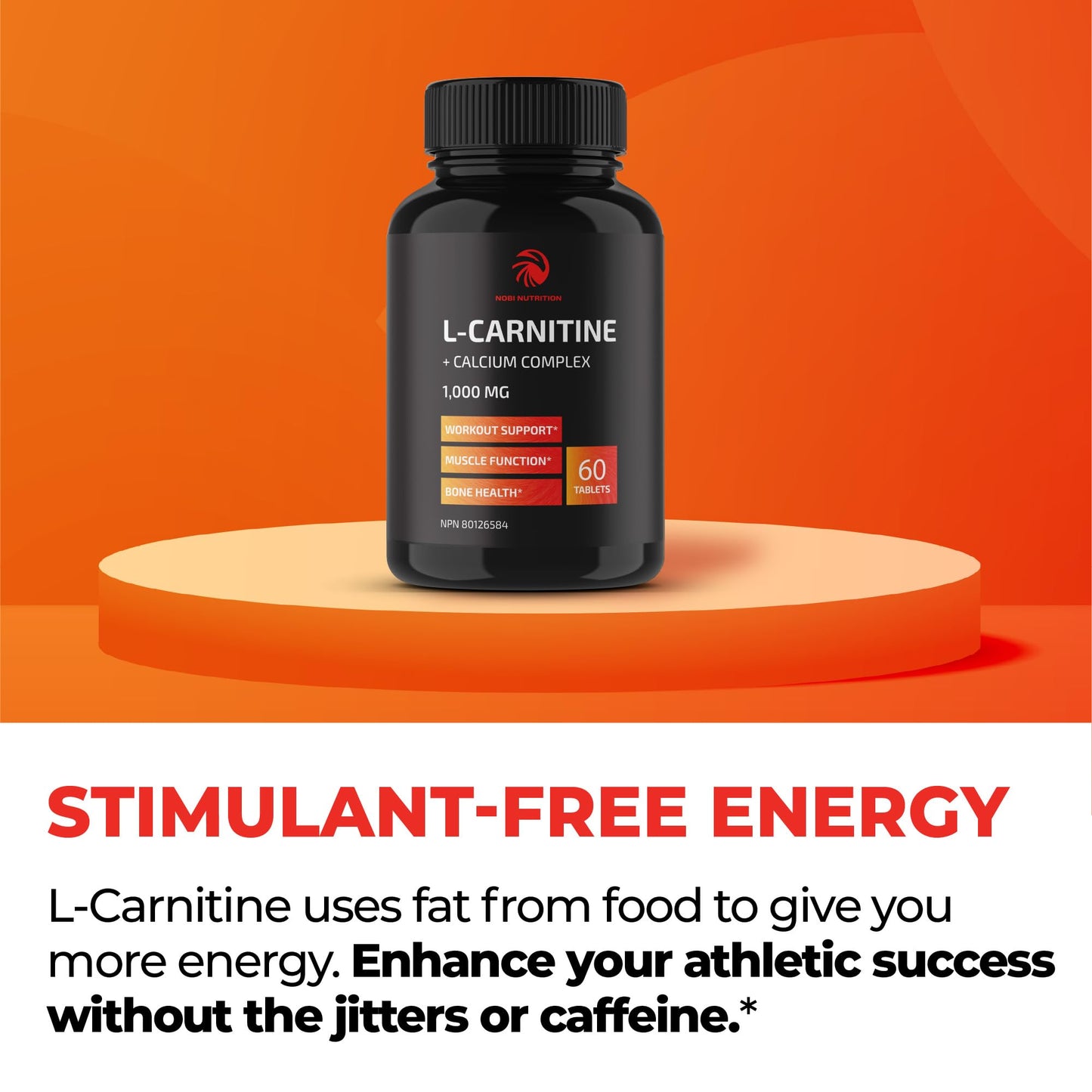 L Carnitine 1100mg | Performance, Fitness, Energy & Metabolism Support Supplement for Men & Women | L-Carnitine L Tartrate Complex to Support Thermogenesis & Weight Management | Vitamin D | 60 Tablets