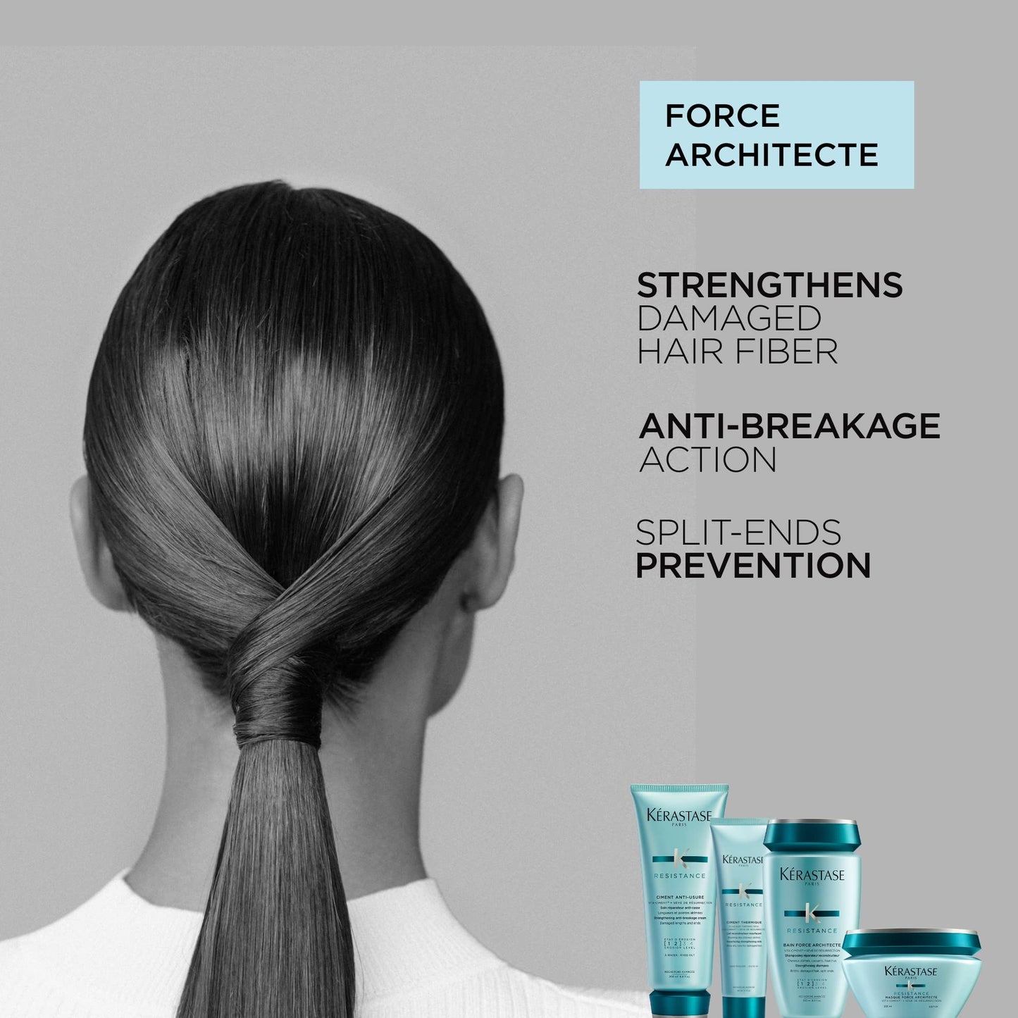Kérastase Resistance Force Architecte, Daily Strengthening Shampoo, for Damaged, Brittle Hair, with Vita-Ciment Complex, 250ml