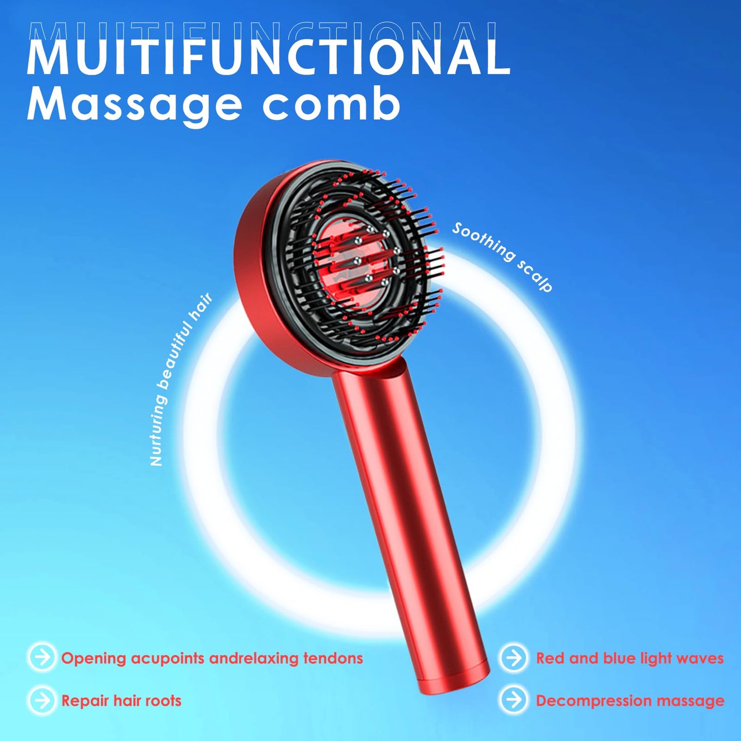 Electric Scalp Massager with Red Light Therapy Hair,3-in-1 Multi-Function Scalp Massager Hair Growth,Cordless & Portable,Electric Hair Brushes for Home Use