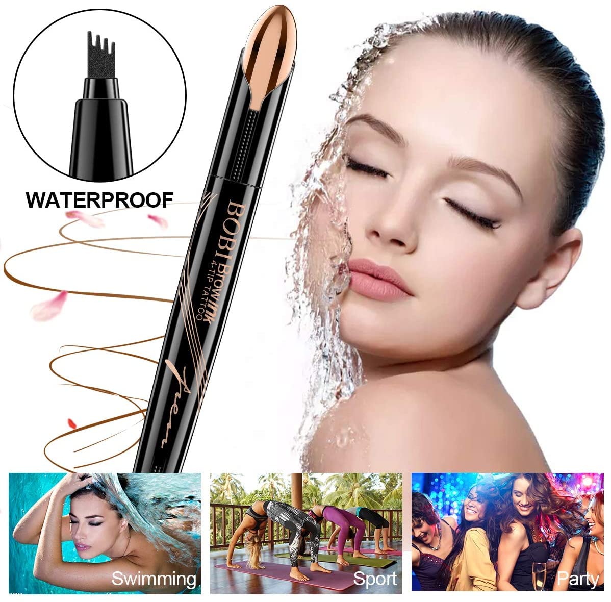 Eyebrow Pencil - Eyebrow Pen with Fork Tip Long-lasting Waterproof Eyebrow Pen and Smudgeproof Brow Pen for Naturally Defined Eyebrows(Dark Brown)