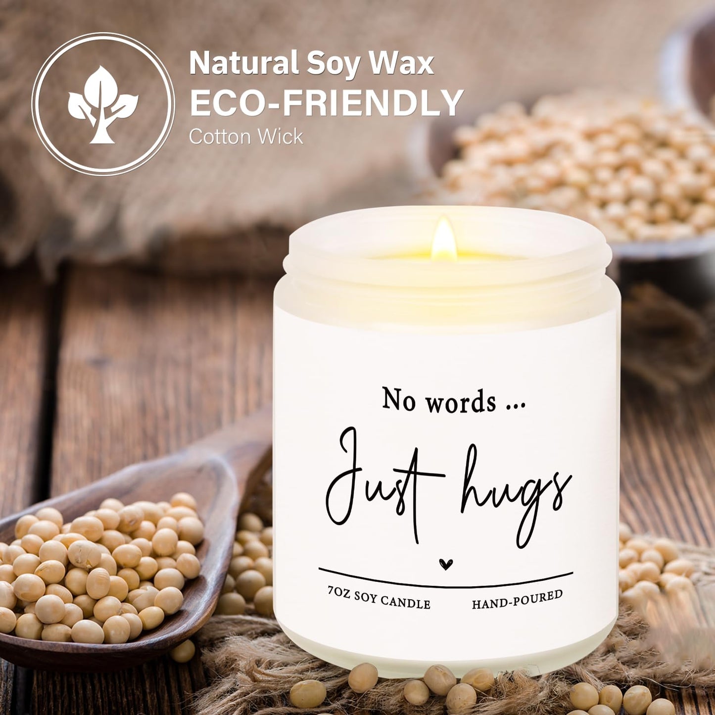 Leebbsin Sympathy Gift- No Words Just Hugs Candle Handmade Lavender- Bereavement/Thinking of You Gifts, Condolence/Cheer Up/Get Well Soon Gifts for Women Men, Comfort, Hug Gift, 7oz