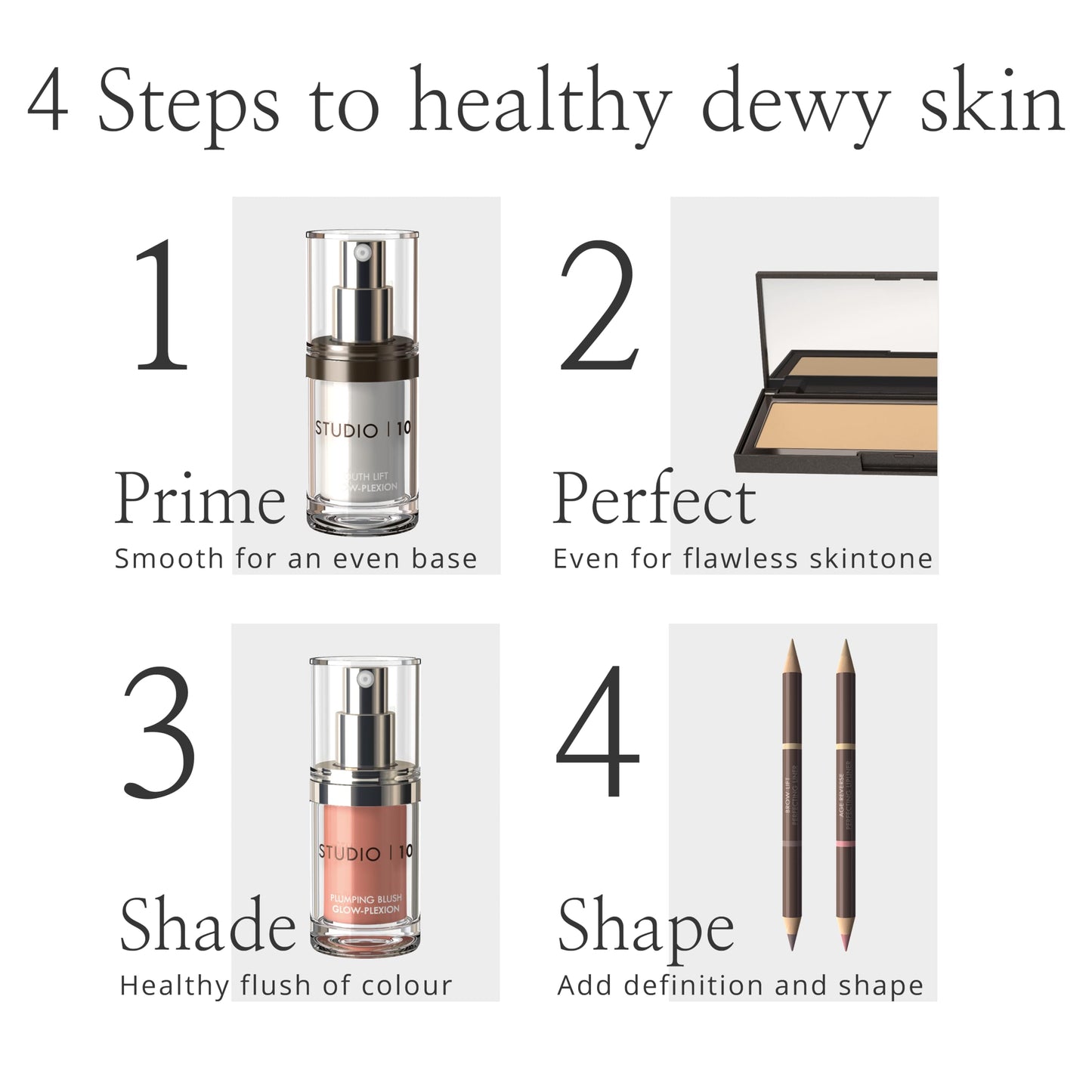 Studio10 Skin Lift Glow-Plexion Primer and Highlighter 2-in-1 Radiance Booster with Skincare Benefits for Hydrated Brightened and Lifted Skin Suitable for Dull Dry and Mature Complexions