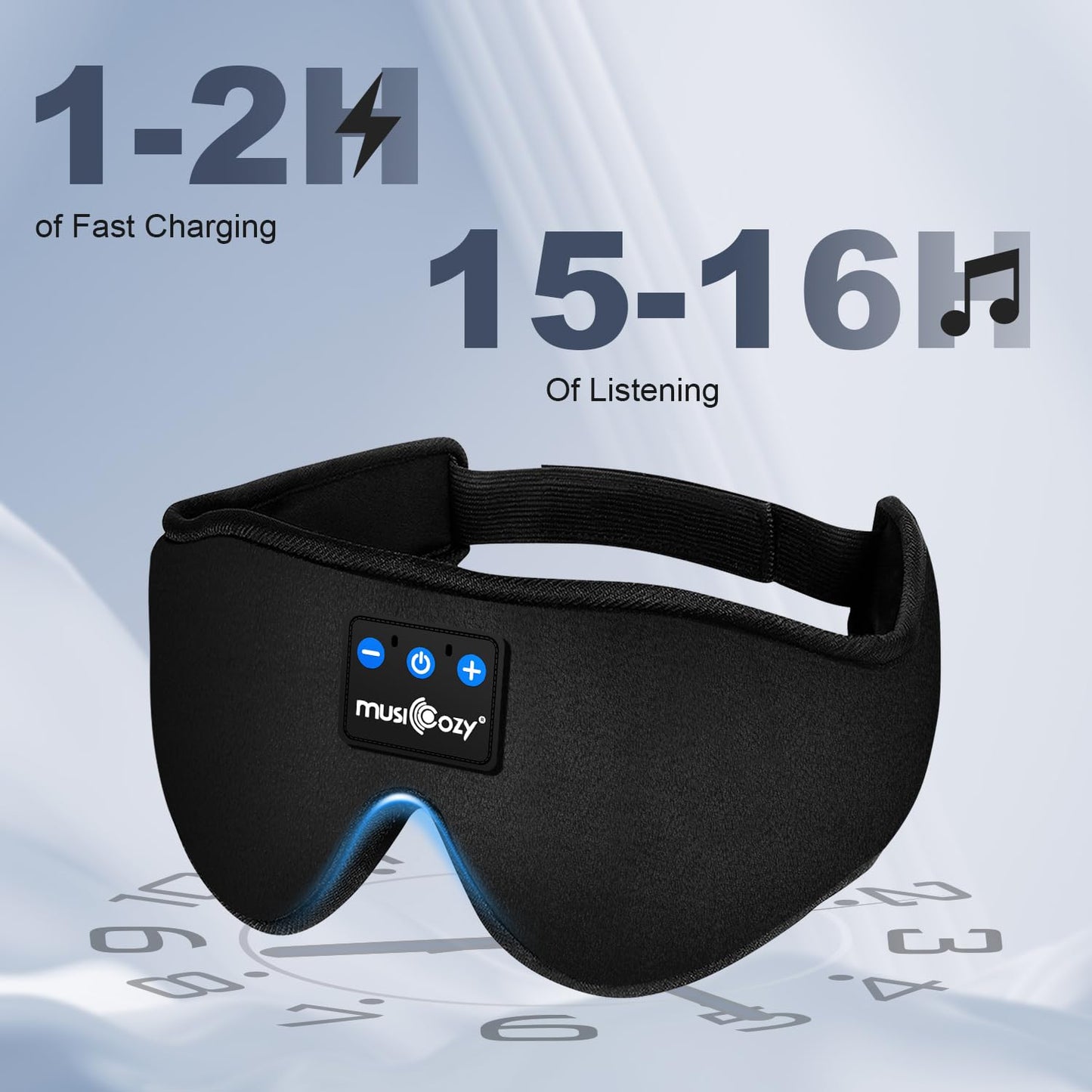 MUSICOZY Sleep Mask Headphones,Upgraded 3D Sleep Headphones Bluetooth Eye Mask Headphones for Sleeping,Travel,Nap,Restful Sleep,Shift Work,100% Blackout Sleep Masks with Headphones for Women & Men