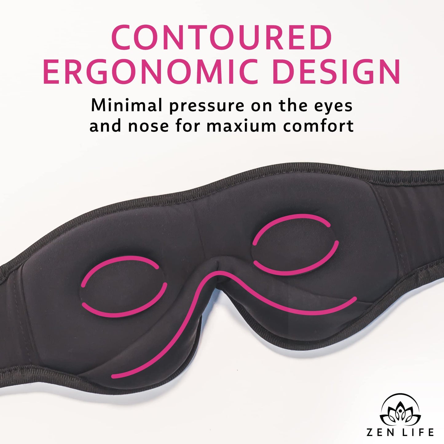 Zen Life Sleep Headphones, Ergonomic 3D Bluetooth Sleep mask, Perfect for Side Sleeping with Ultra Thin Soft Speakers, Blocks Light, Spotify Playlists Included, UK Based Company.