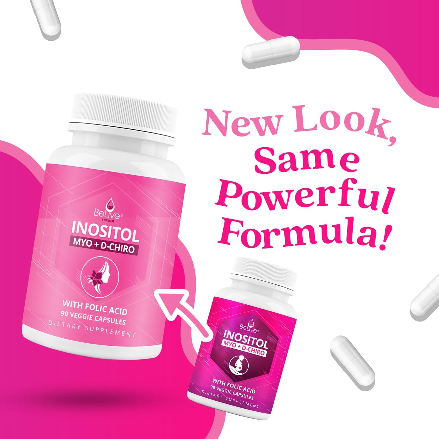 Myo-Inositol & D-Chiro Capsules with Folic Acid for PCOS | Prenatal Fertility Supplements for Women | Vitamin B8 | Improves Hormonal Balance & Supports Ovarian Function | 40 to 1