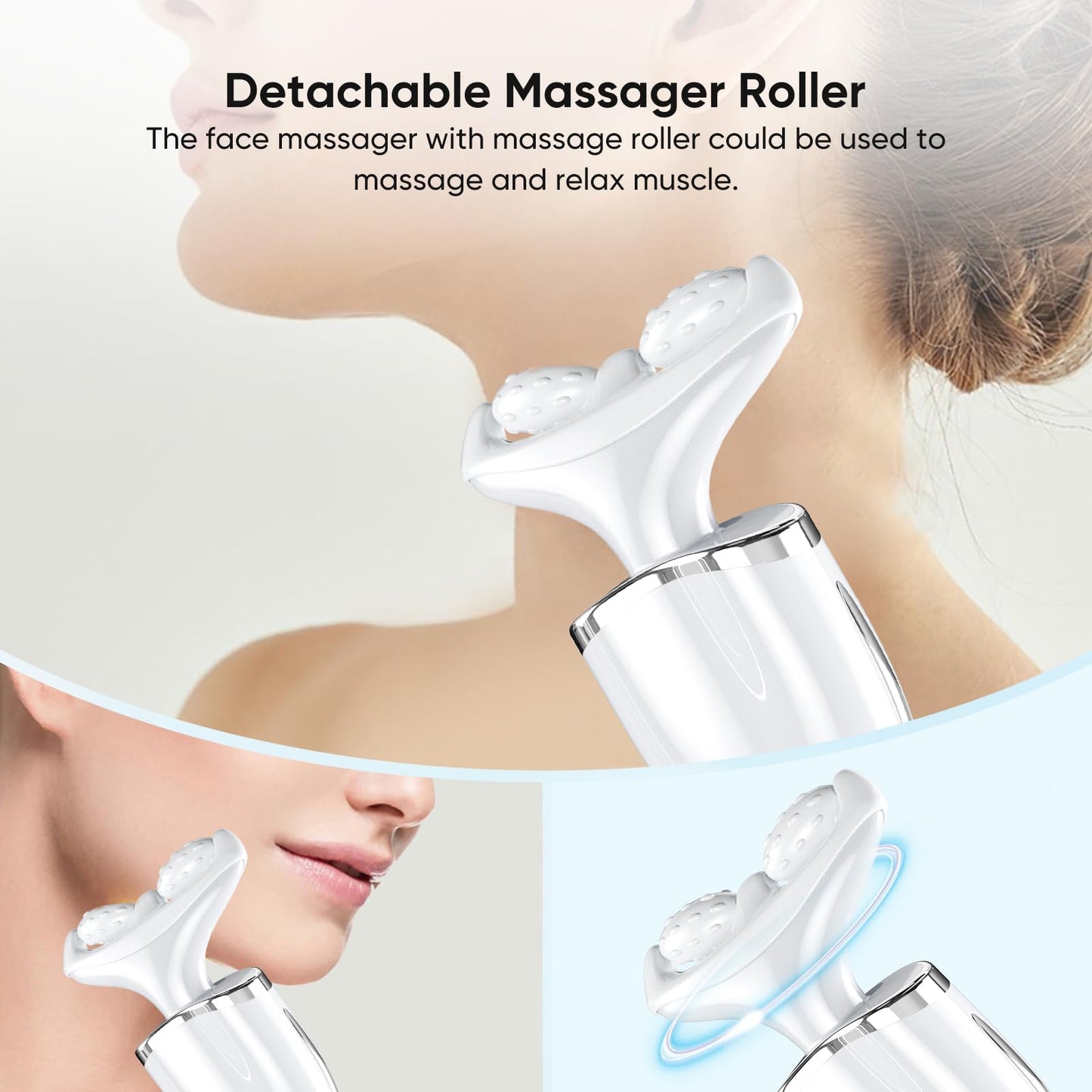 Face Massager Electric Lifting Device: Facial Neck Lift Machine 45°C Heat EMS Microcurrent Massage - 3 LED Colors Light Toning Skin Wand Anti-Wrinkle Anti-Aging Tightening Beauty Tool for Women