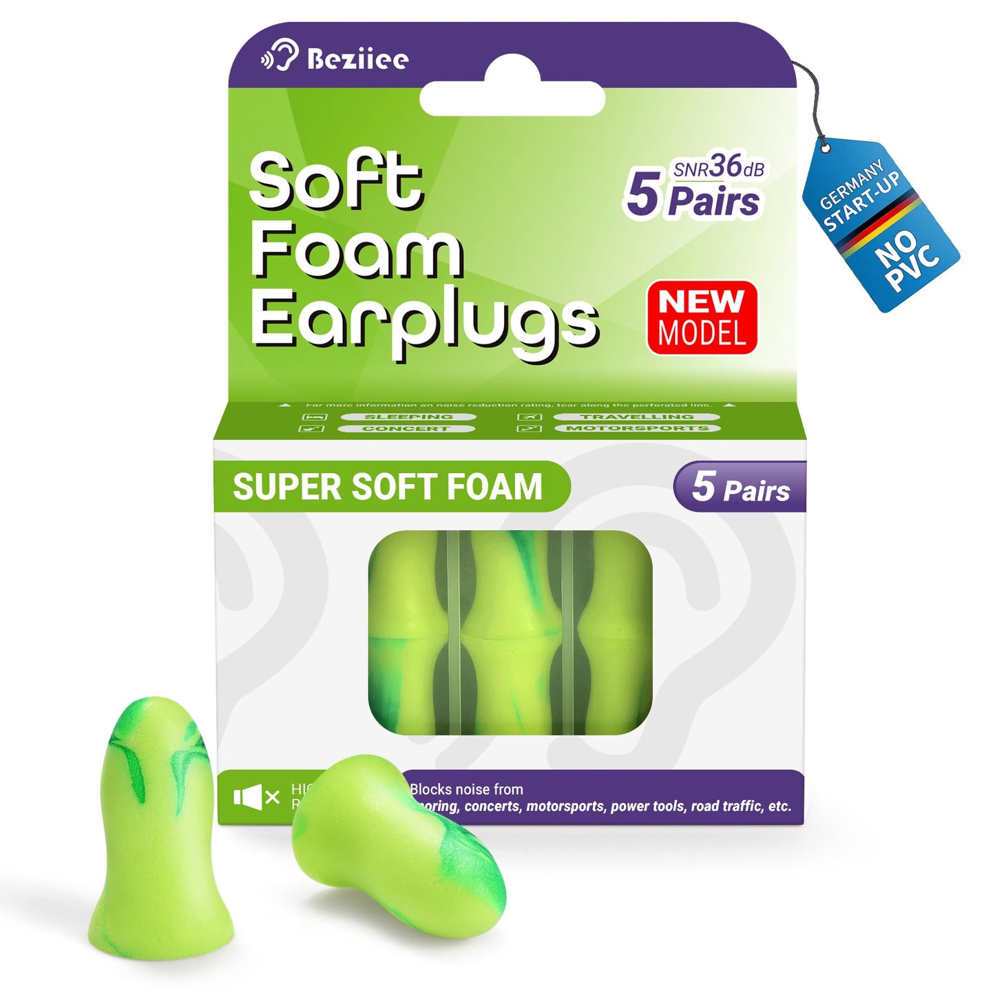 BEZIIEE Ear Plugs for Sleep: 2025 NeuroFusion™ Edition Design for Side Sleepers,Anxiety Relief & Noise Sensitivity- 36dB Silence Burst Tech for 8-Second Sleep™