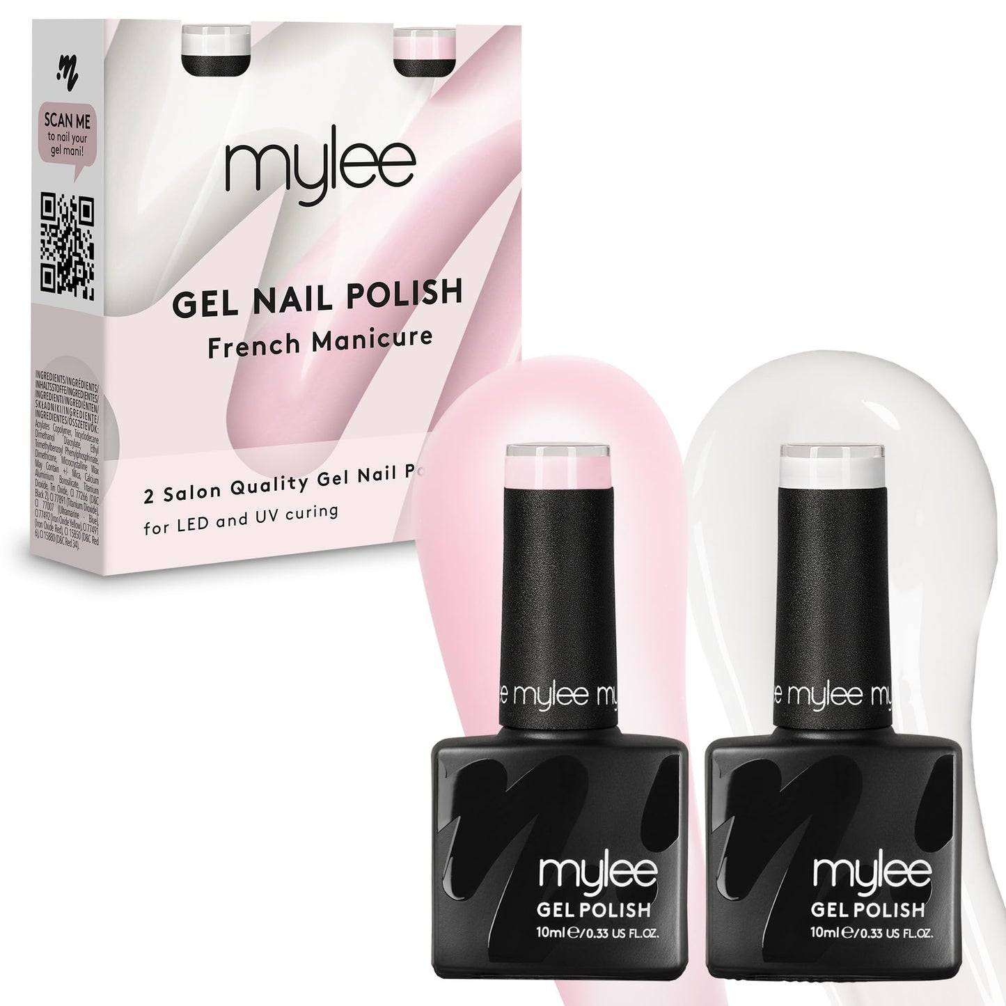 MYGEL by Mylee French Manicure Duo Gel Polish 2x10ml UV/LED Soak-Off Nail Art Manicure Pedicure for Professional, Salon & Home Use - Long Lasting & Easy to Apply