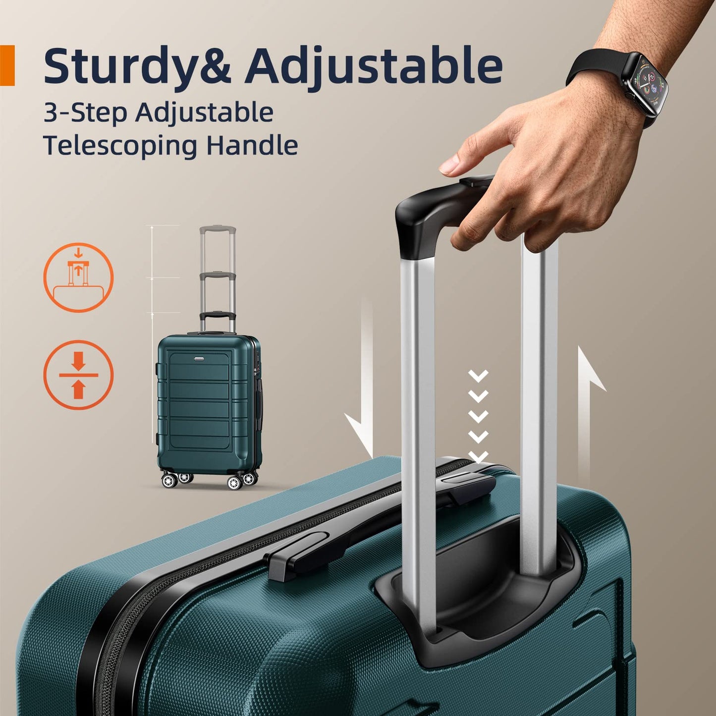 SHOWKOO Suitcase Large 28-Inch Expandable PC+ABS Hard Shell Travel Luggage Lightweight Durable High Capacity with Double Spinner Wheels TSA Lock, 28" Green