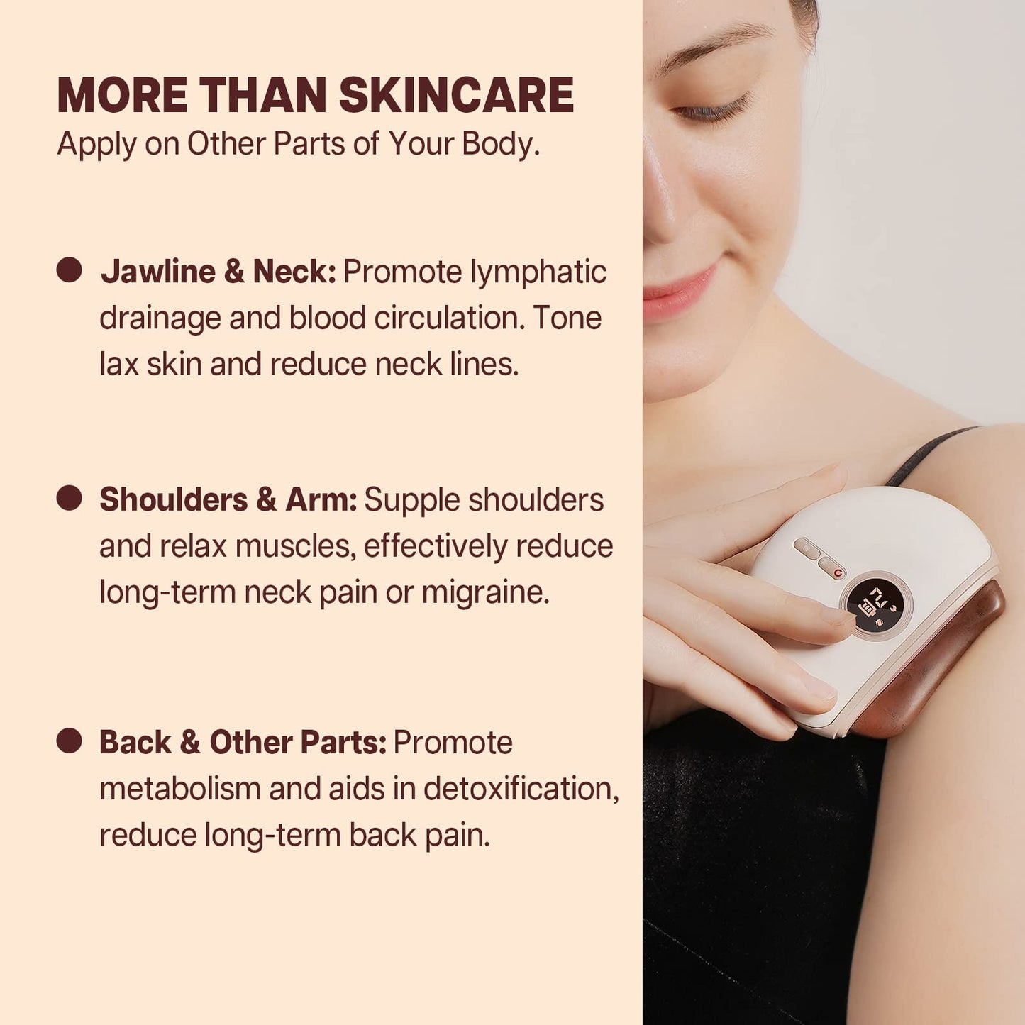 VRAIKO LUX1 LED Gua Sha Device, Bian Stone Gua Sha Facial Tool with Heat and Vibration, Face Massager for Anti-Aging Wrinkles Puffiness Skin Rejuvenation and Toning (Lux1 White)